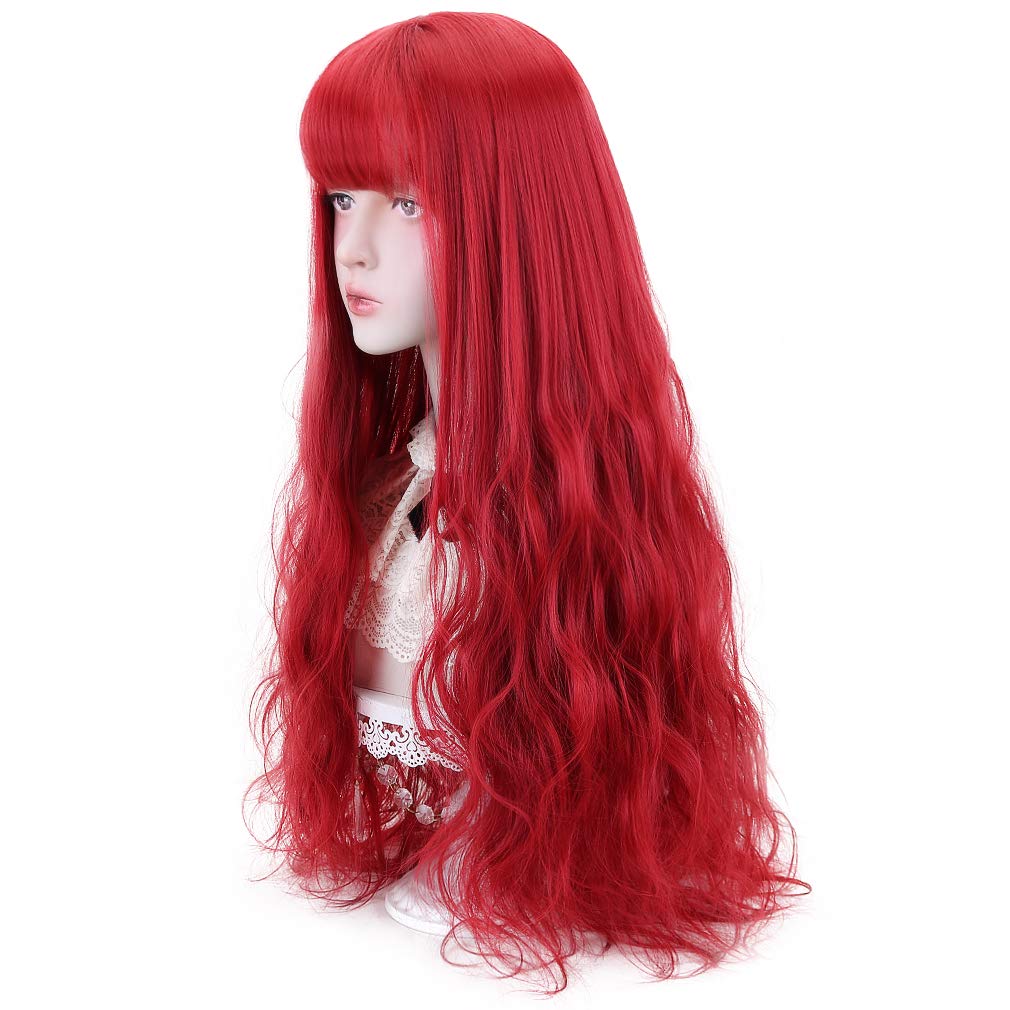 STYLER Long  Synthetic Wig with Bangs - Natural Long Wavy Cosplay Wigs for Women Halloween Christmas 30" (White)