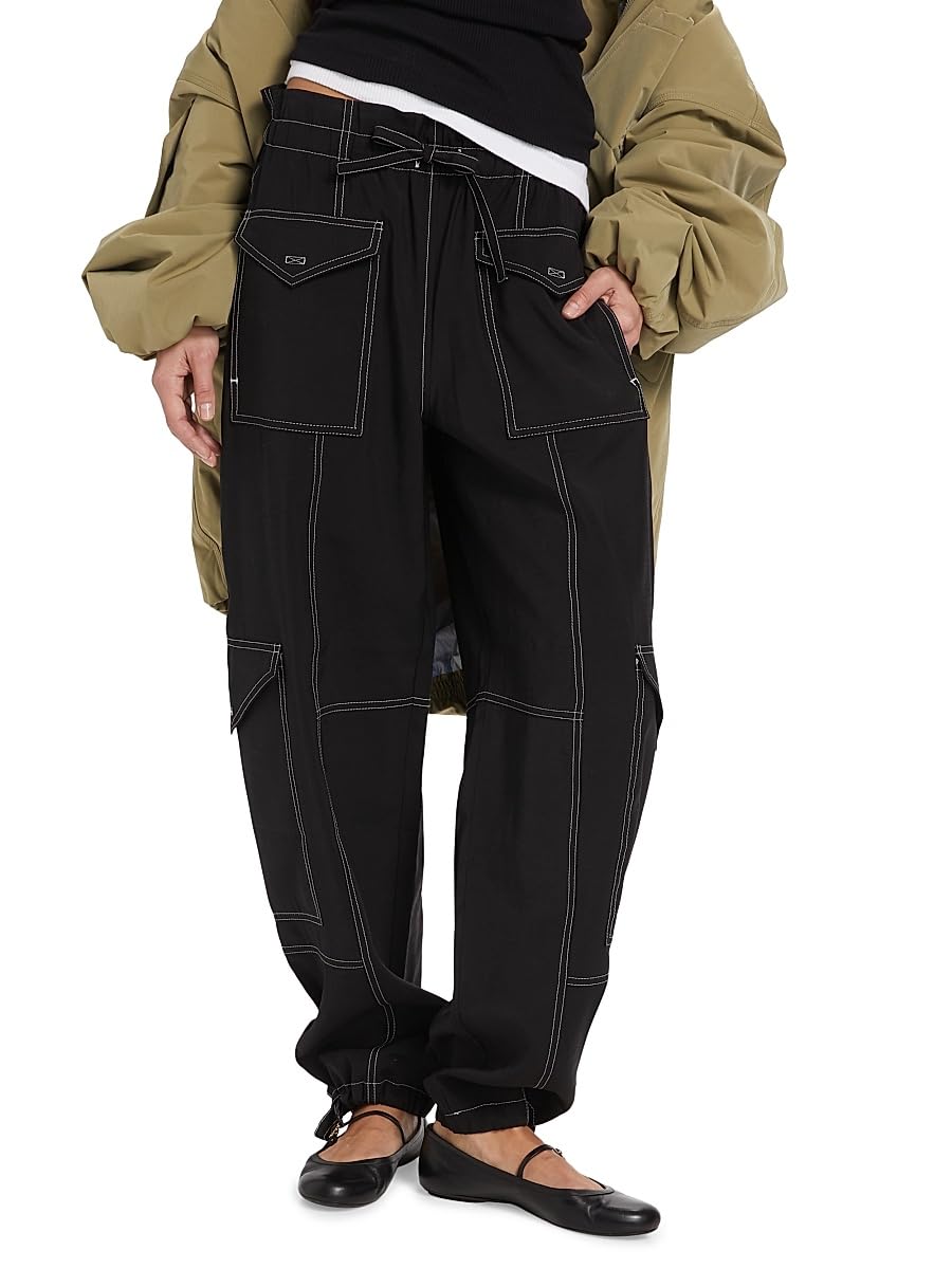 Ganni, Wide-Leg Drawstring Cargo Pants thumbnail 2