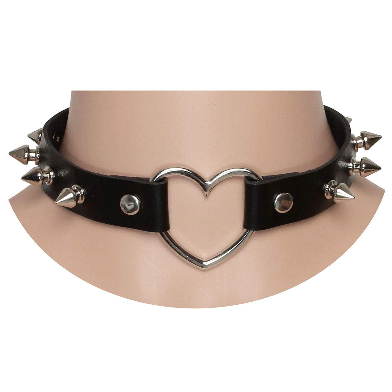 Manfnee Cool Punk Gothic Collar for Women and Men Black PU Leather Vingate Necklace Adjustable: B:1pcs