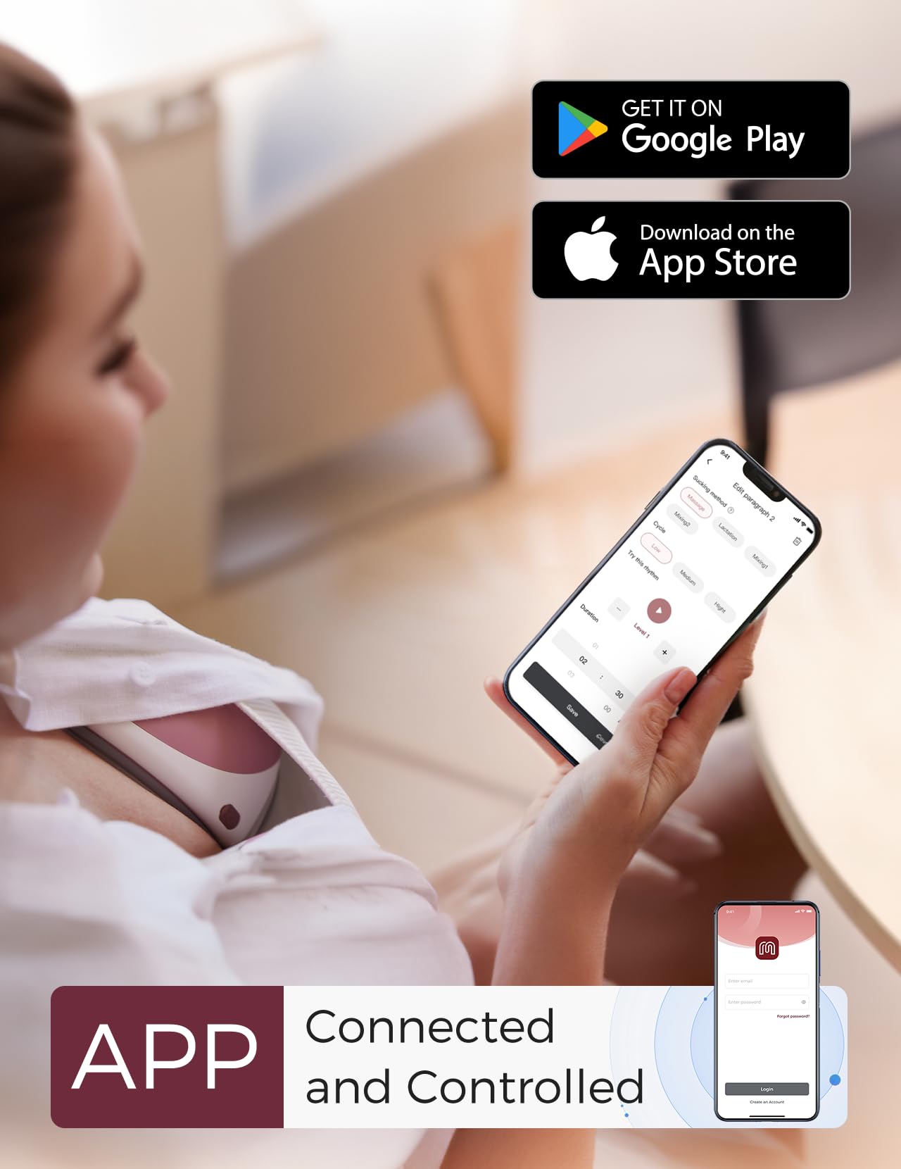 Momcozy Breast Pump Hands Free Upgraded Mobile Flow | M9, App Discreet Control with Personalized Multi-Modes & 15 Levels, Wearable Breast Pump 24mm, 2 Pack Cozy Red