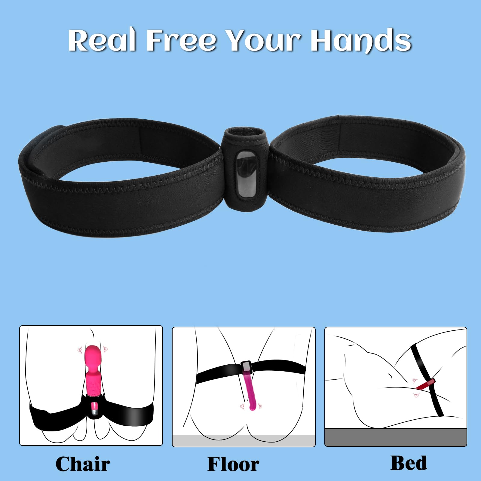 Sex Toy Restraint Leg Straps, Vibrator Elasticity Constrained Forced Strap for Women Hands-Free Play, Adjustable Bondage Leg Straps, Elasticity Constrained Forced Strap for a Variety of Vibrators