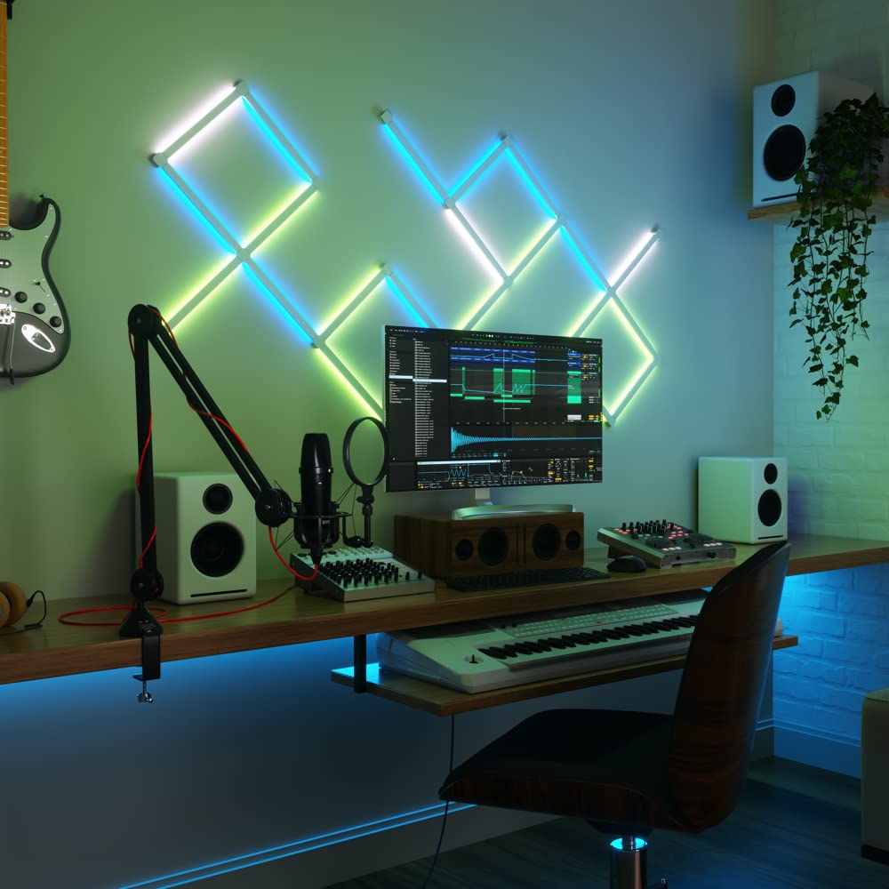 Nanoleaf Lines WiFi Smart RGBW 16M+ Color LED Dimmable Gaming and Home Decor Wall Lights Expansion Pack (3 LED Light Lines) (): 90 Degree Expansion (3 Pack)