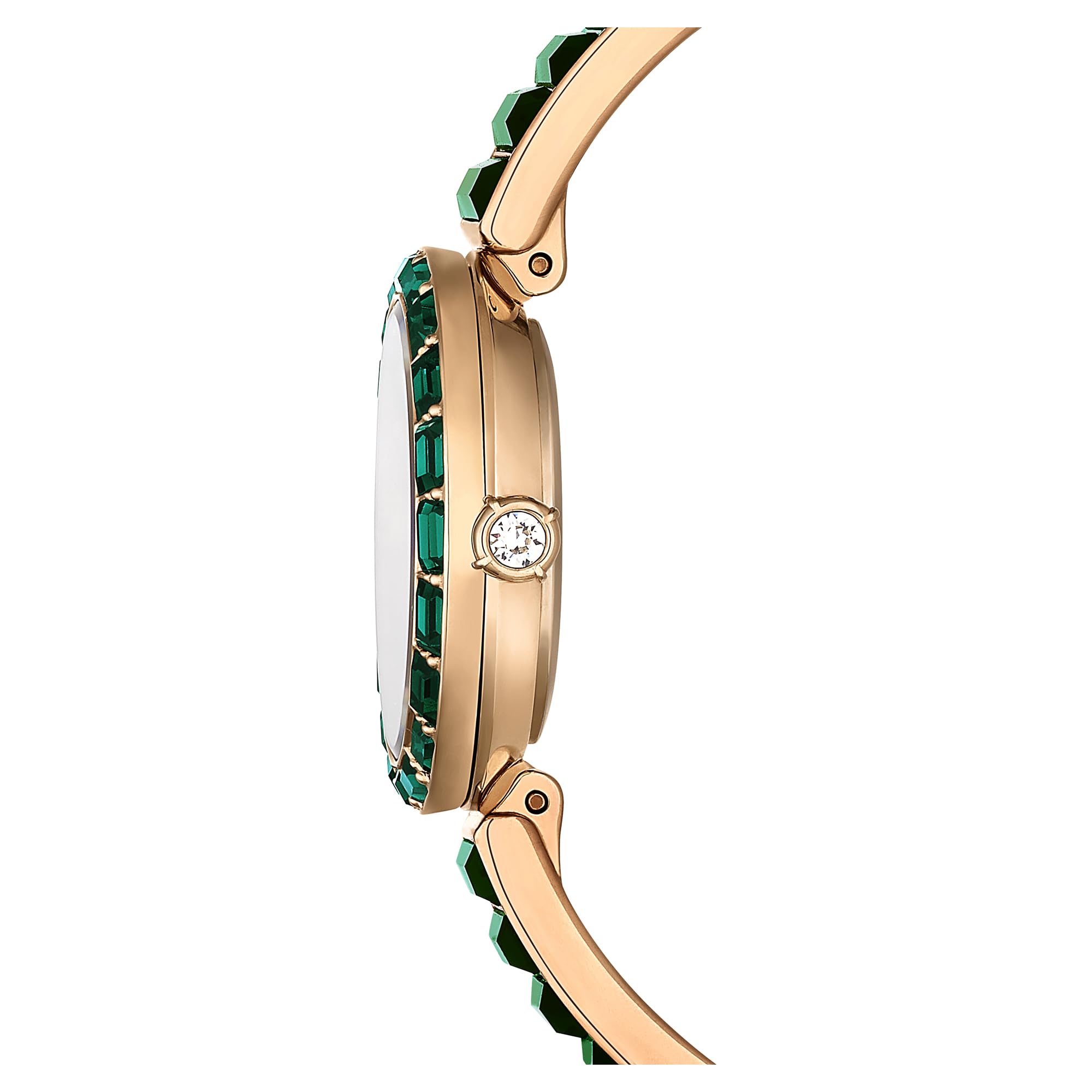 Swarovski Matrix Bangle Watch, Swiss Made, Crystal Bracelet, Green, Champagne Gold-Tone Finish