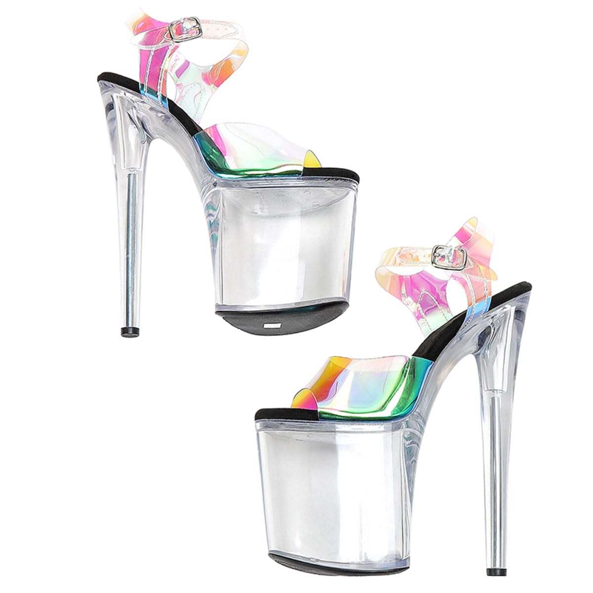 WUXIN H&P Women's Clear Platform Exotic Pole Dance Ankle-Strap Sandal 8 Inch Round Toe Fashion Model Sexy Stiletto Custom Dress shoes High Heel