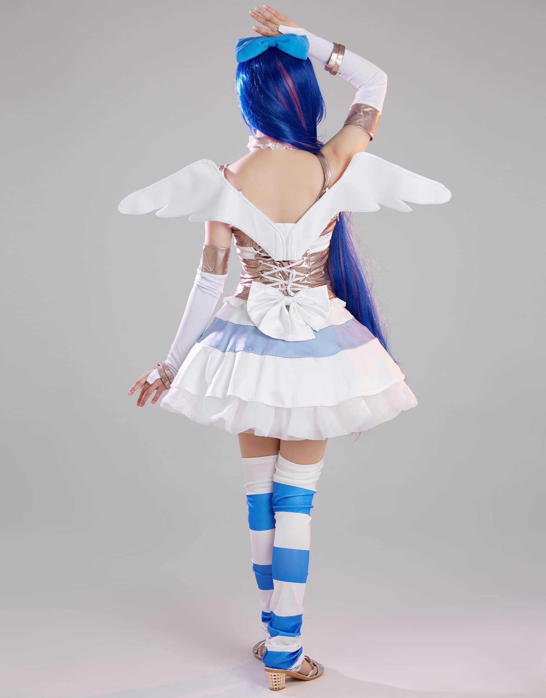 Miccostumes Womens Anime Dress Blue Heart Cosplay Costume with Wings