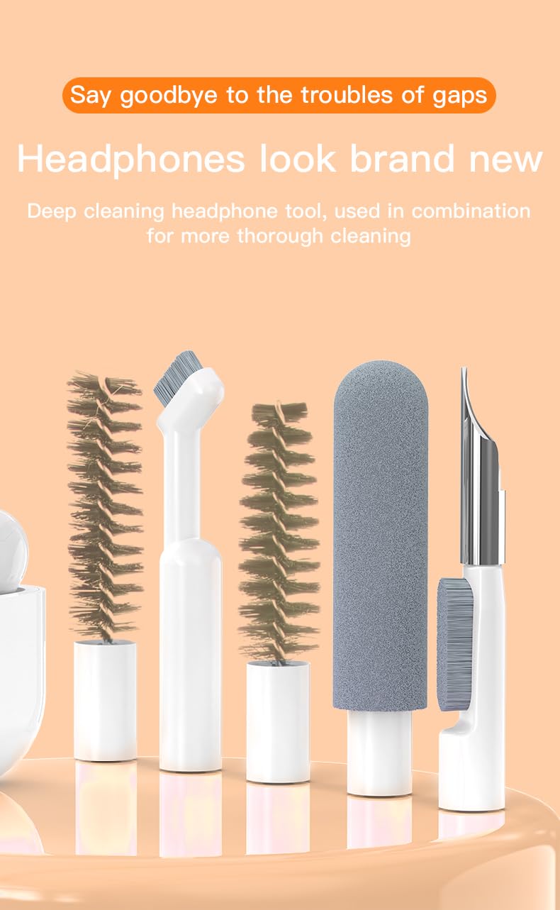 32-in-1 Multi-Functional Cleaning Kit for Electronics inlcuding Headphones,Mobile Phones,Computer,Monitor,Lens and etc, Compact and Portable Design,: White