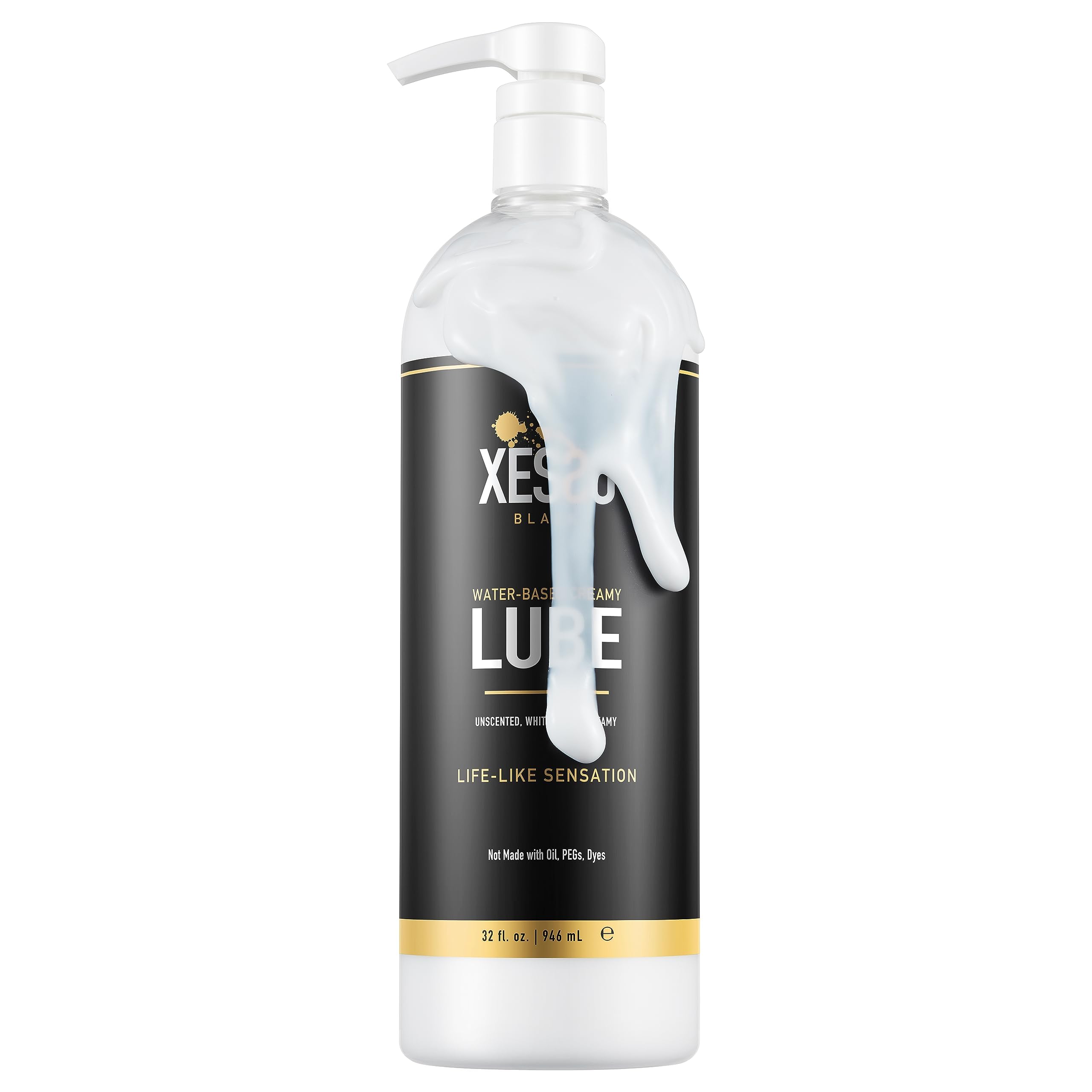 XESSO Water-Based Creamy Lube, Unscented 2 Packs of 32 fl oz, Total 64 fl oz. Thick White Gel-Like Slippery Glide Hypoallergenic for Women Men Couples. Made in USA. Discreet Package Package May Vary: 32 Fl Oz (Pack of 1)