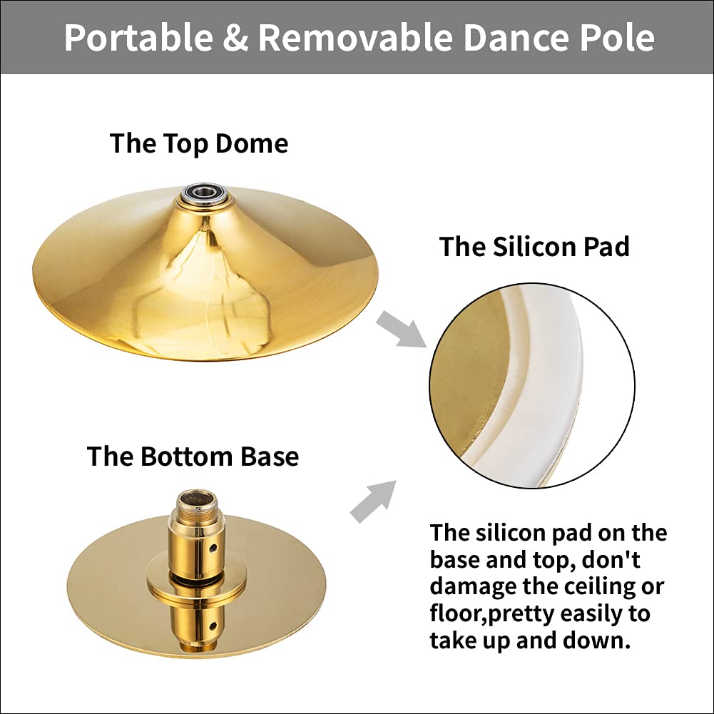PRIORMAN Dance Pole Set -Premium Height Adjustable 7.38-8.85ft Portable 45mm Diameter 360°Spinning Dancing Pole for Home,200KGS Capacity,Drill-Free Installation with Floor-to-Ceiling Stability