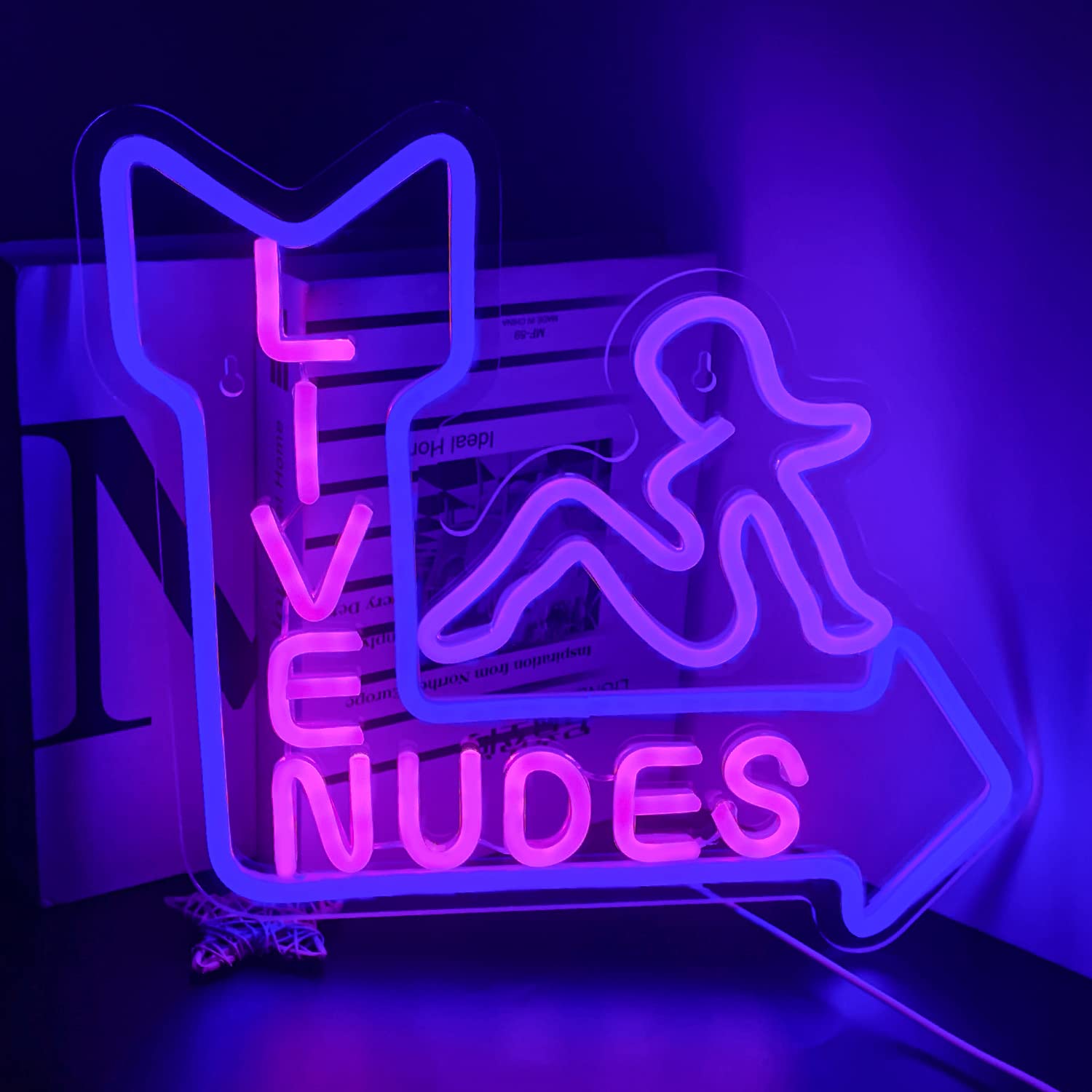 Looklight Lady Neon Sign,Neon Sign for Wall Decor,Lady Back Neon Light Up Sign,LED Sign Blue Neon Sign for Bedroom Man Cave Game Room Home Party Art Decor,Bar,Club: livenudes