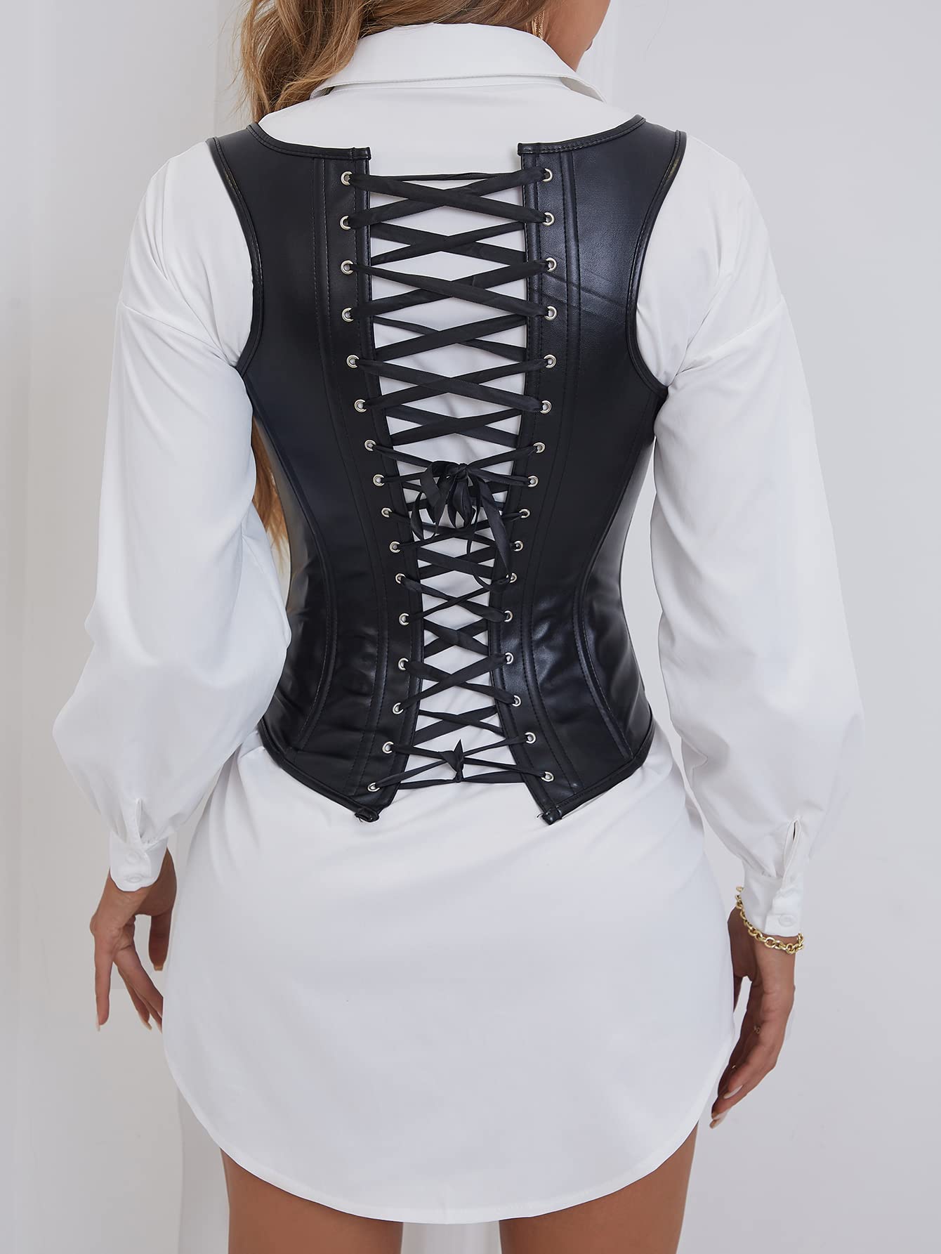 Alivila.Y Fashion Corset Womens Faux Leather Steampunk Corsets Victorian Bustier Top thumbnail 3