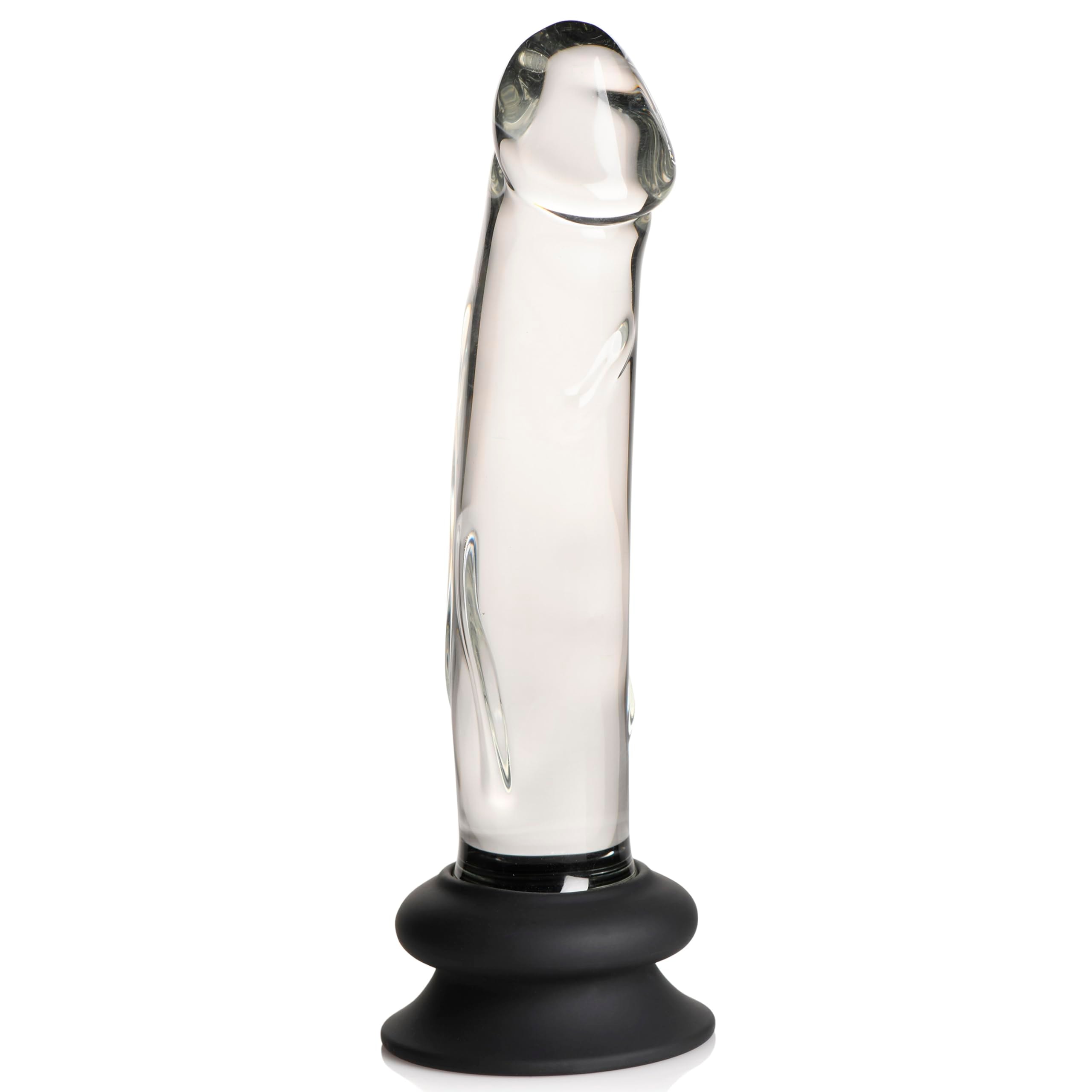 Pleasure Crystals 7.6" Glass Dildo with Silicone Base for Men, Women & Couples. Realistic Texture, Includes Removable Silicone Suction Cup, Ideal for Temperature Play. 2 Pieces, Clear.: Multi 7.6 Inch