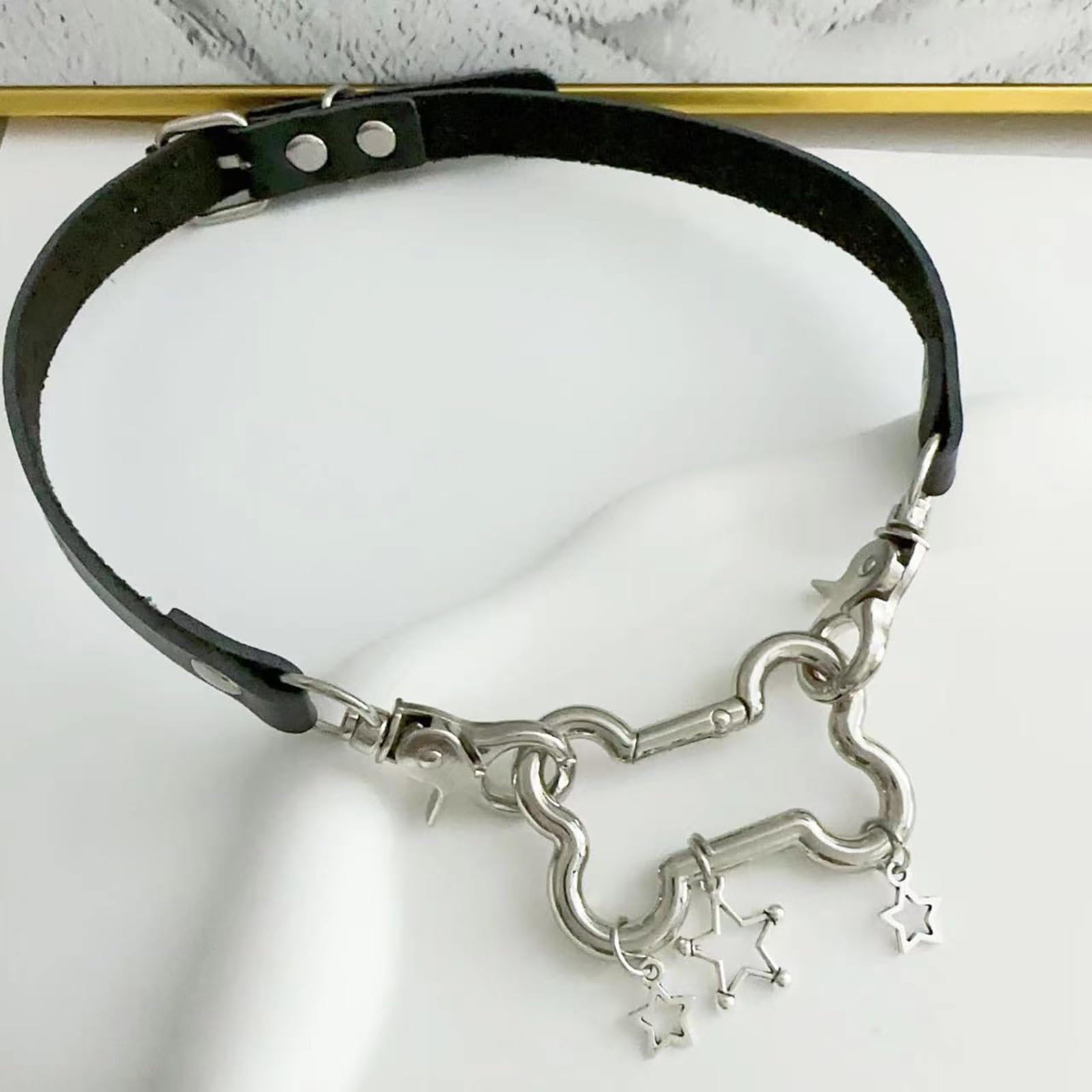 NUEYMS Pentagrams Big Bone Leathers O Style Choker DIY Star Pendant Necklace for Women Punk Aesthetic Necklace Accessory: A