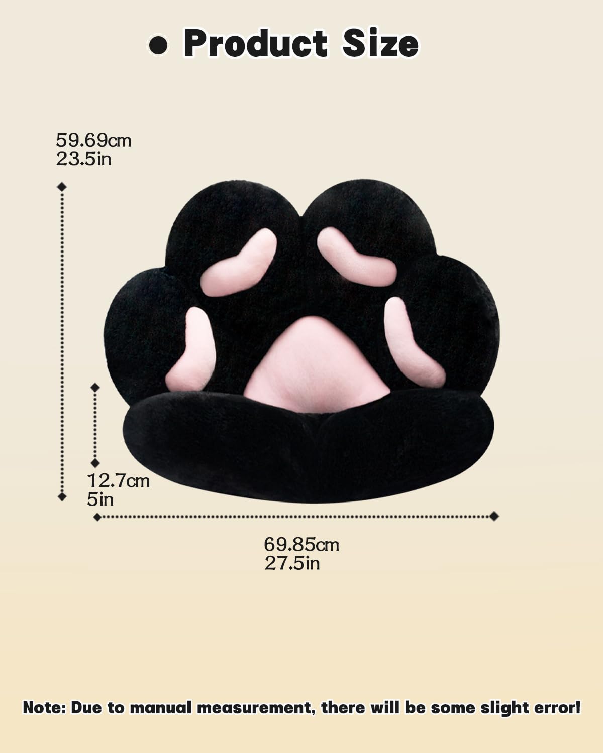 MOONBEEKI Cat Paw Cushion Chair Comfy Kawaii Plush Seat Cushions Shape Lazy Pillow for Gamer Chair 28"x 24" Cozy Floor Cute Seat Kawaii for Girl Worker Gift, Dining Room Bedroom Decorate Black: Black 28 Inch