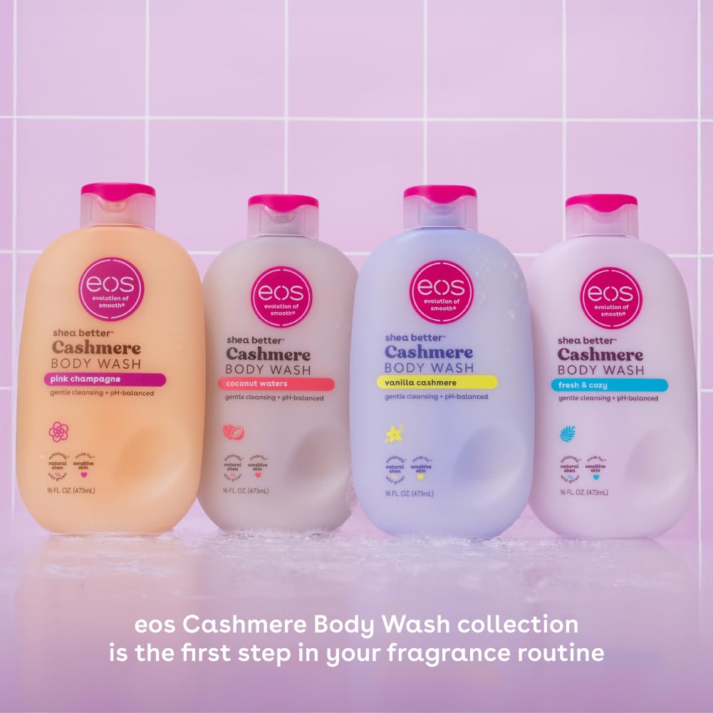 eos Shea Better Cashmere Body Wash, Fresh & Cozy, Moisturizing, pH Balanced Body Wash, Creamy Gel Formula, Paraben & Phthalate Free, Sensitive Skin, 16 fl oz: Vanilla Cashmere 16 Fl Oz (Pack of 1)