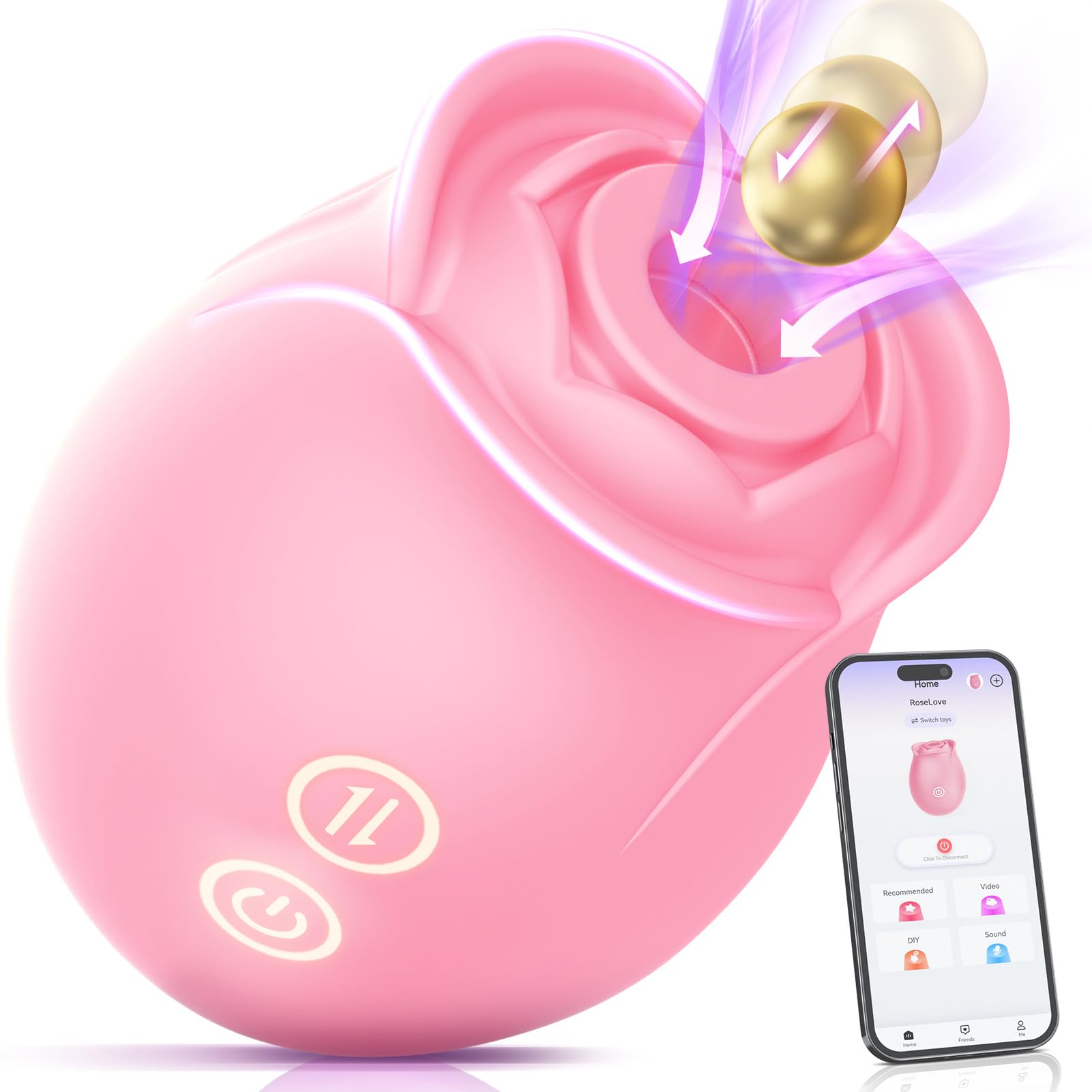 Rose Sex Toy Vibrator Adult Sex Toys Women Sucking Vibrater Adult Toys Nipple Toys G Spot Clitoral Vibrator Rose Sexual Stimulation Device Anal Dildo with 5 Sucking Modes Female Couples: Soft Pink