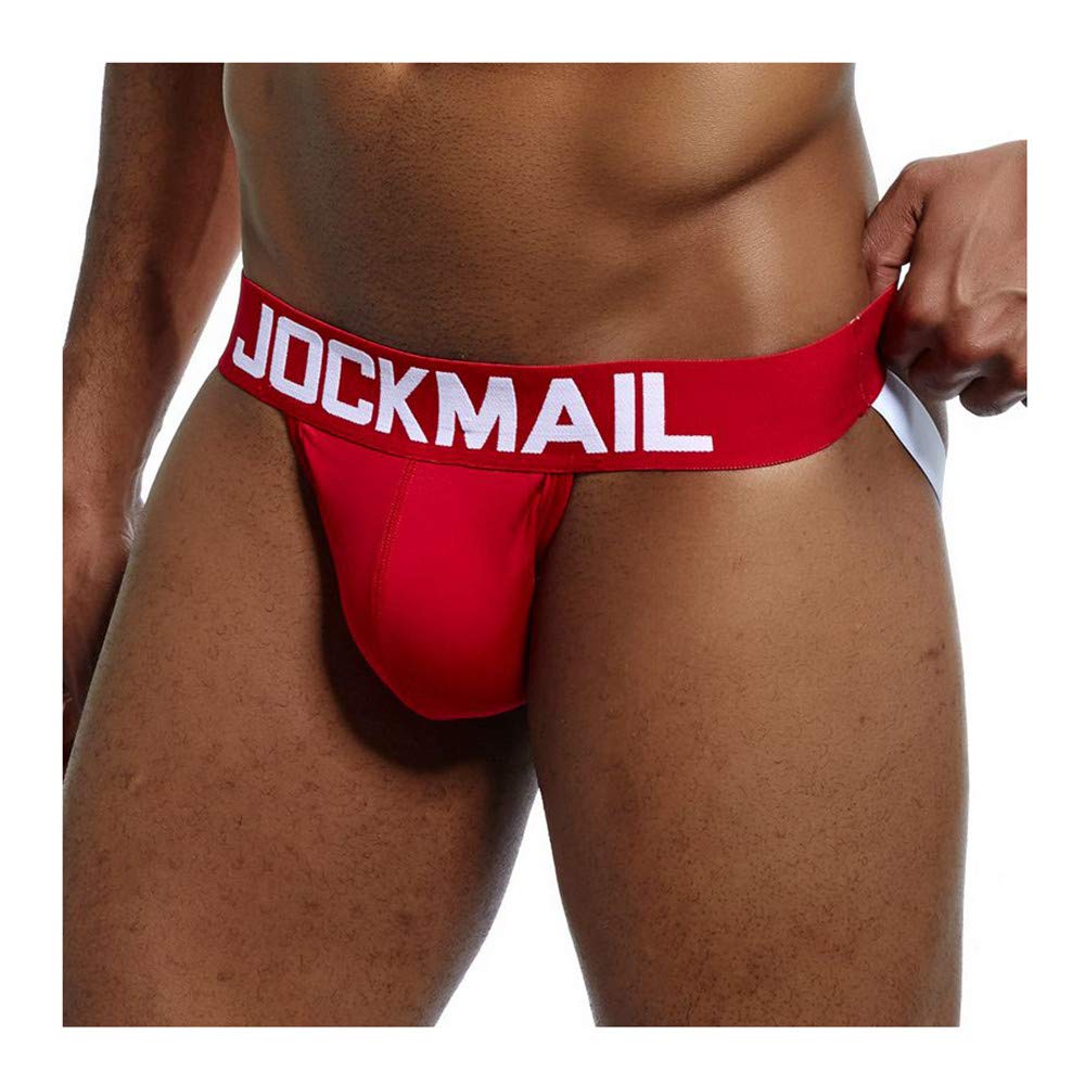 JOCKMAIL Mens Jockstrap Underwear Wide Belt Athletic Supporter Mens Thongs Sport Underwear Jock Strap