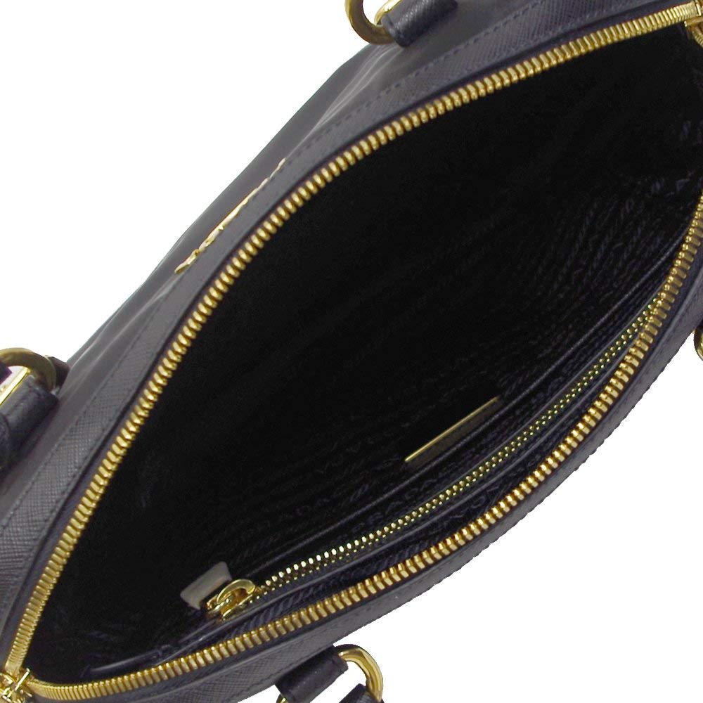 Prada Womens Tessuto Nylon Saffiano Leather Black Handbag 1BB013: Prada Womens Tessuto Nylon Saffiano Leather Black Handbag 1BB013