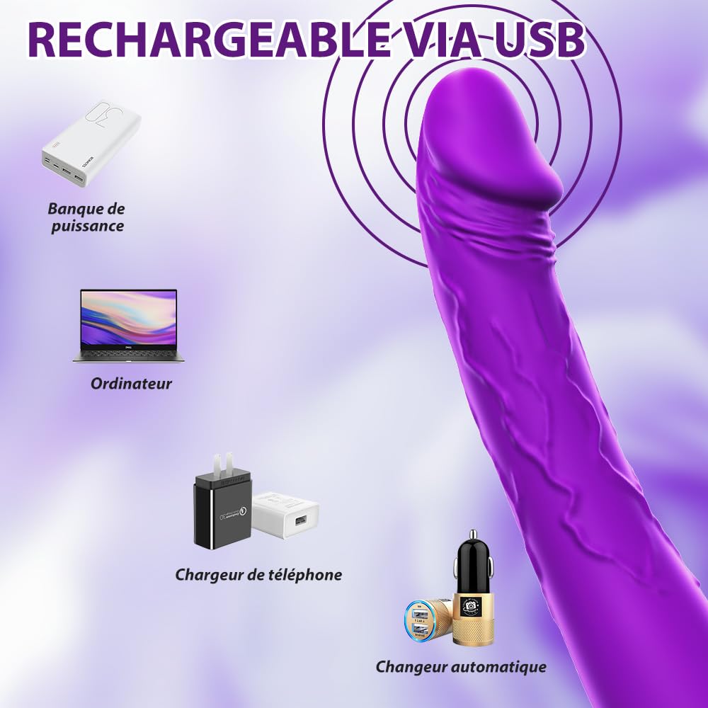 7.6 Inch Realistic Dildo Vibrator for Women，10 Powerful Vibration Modes for Clitoral and G-spot Stimulation, Waterproof Rose Adult Sex Toys for Women and Couples: Purple