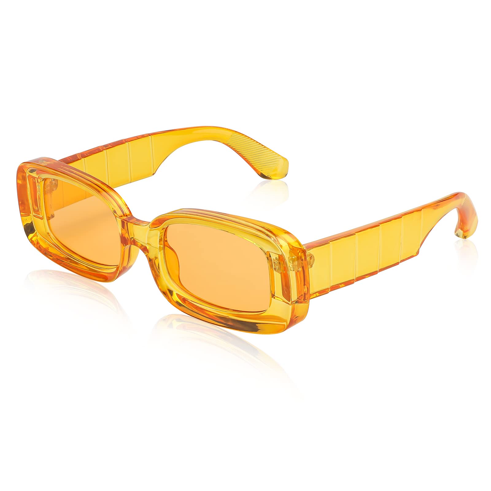 FEISEDY Retro Thick Rectangle Sunglasses Retro 90s Small Chunky Square Women Men B2307 thumbnail 1