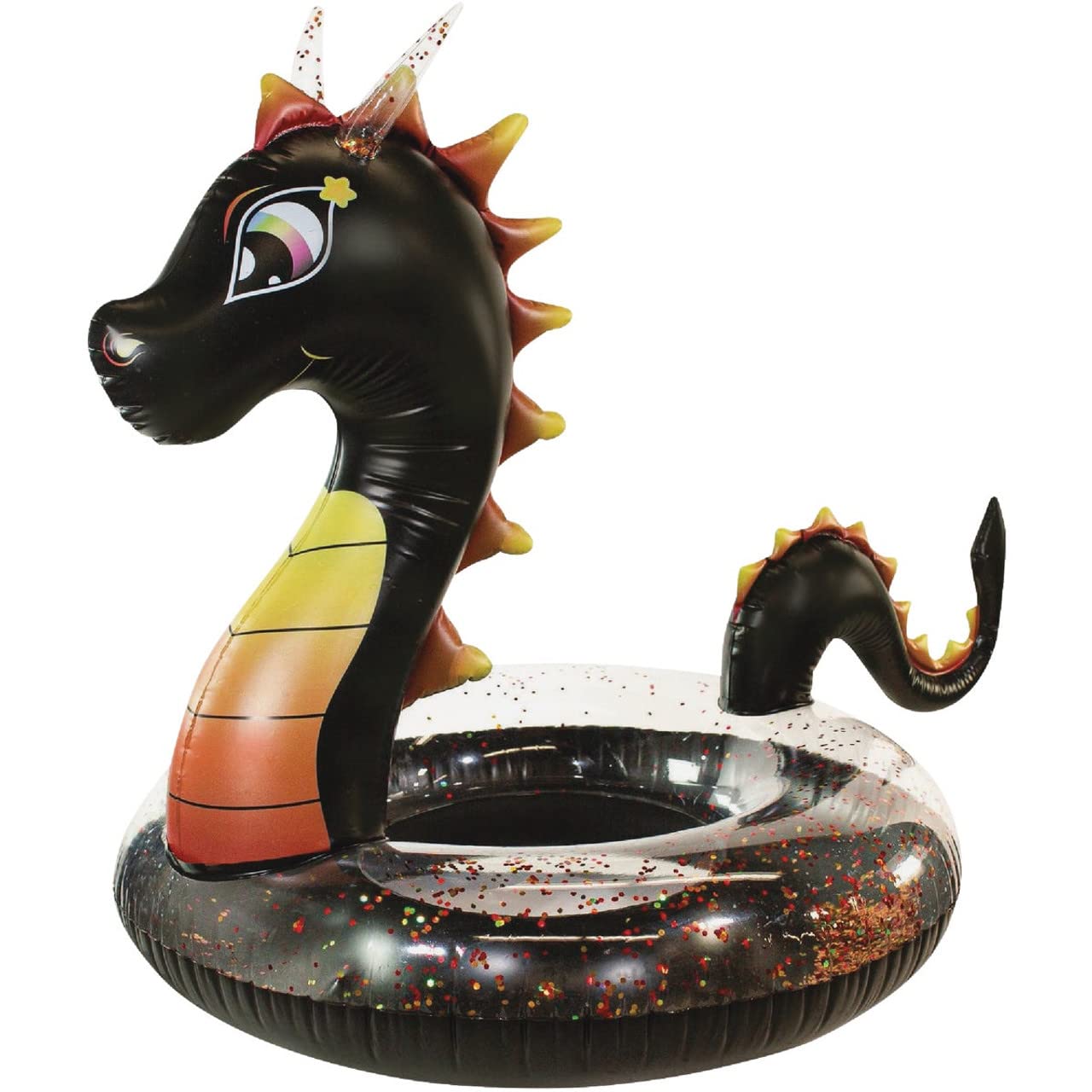 PoolCandy Black Dragon Large Pool Tube with Color Changing Holographic Glitter - Perfect for Pool, Beach or Lake Trips