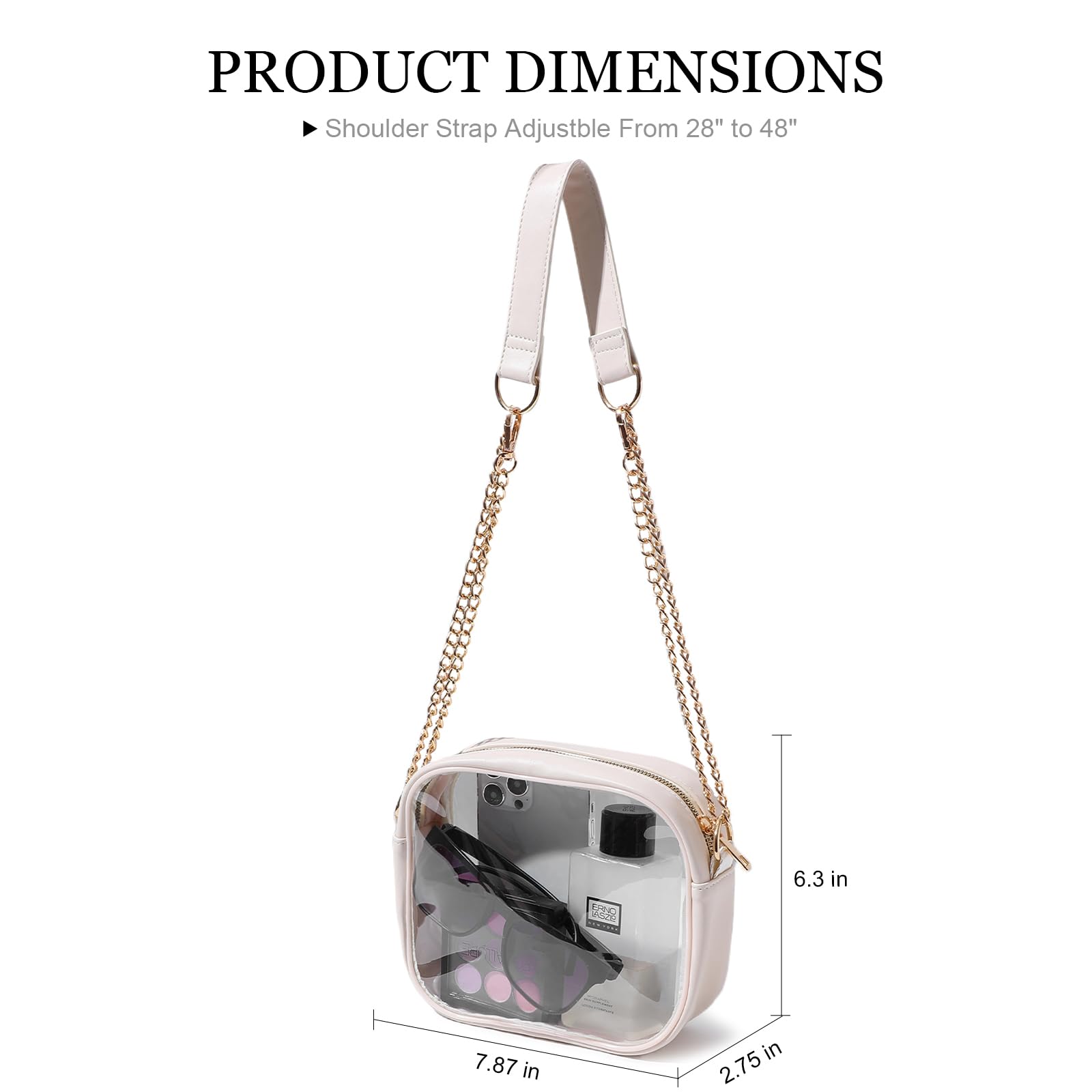 TOBVZOO Clear Bag Stadium Approved, Crossbody Transparent Bag for Concerts Sports Events, Purses for Men & Women thumbnail 7