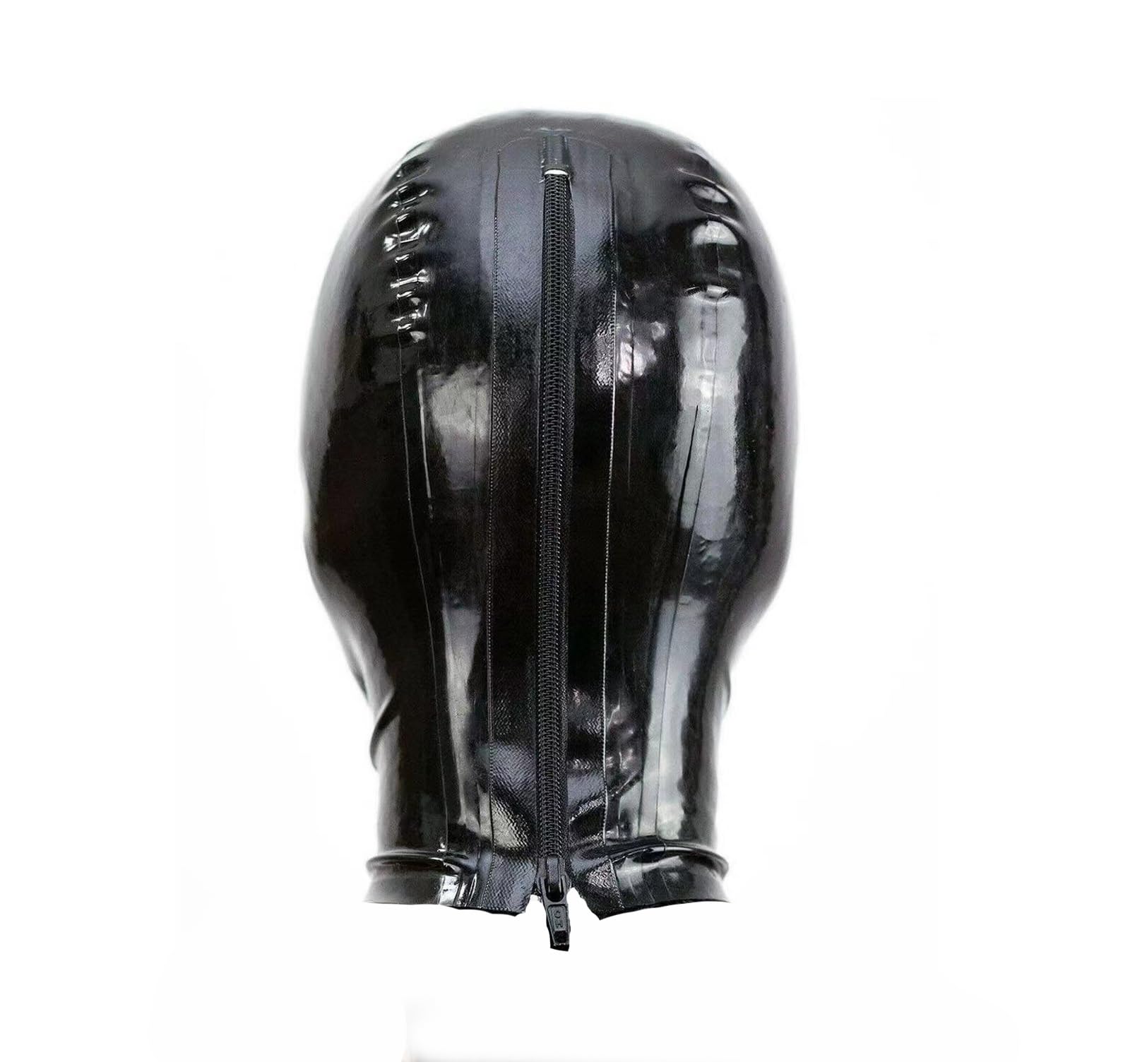 KLVEU Black Latex Hood Mask Full Face Mask Riding Mask Hood Party Latex Mask