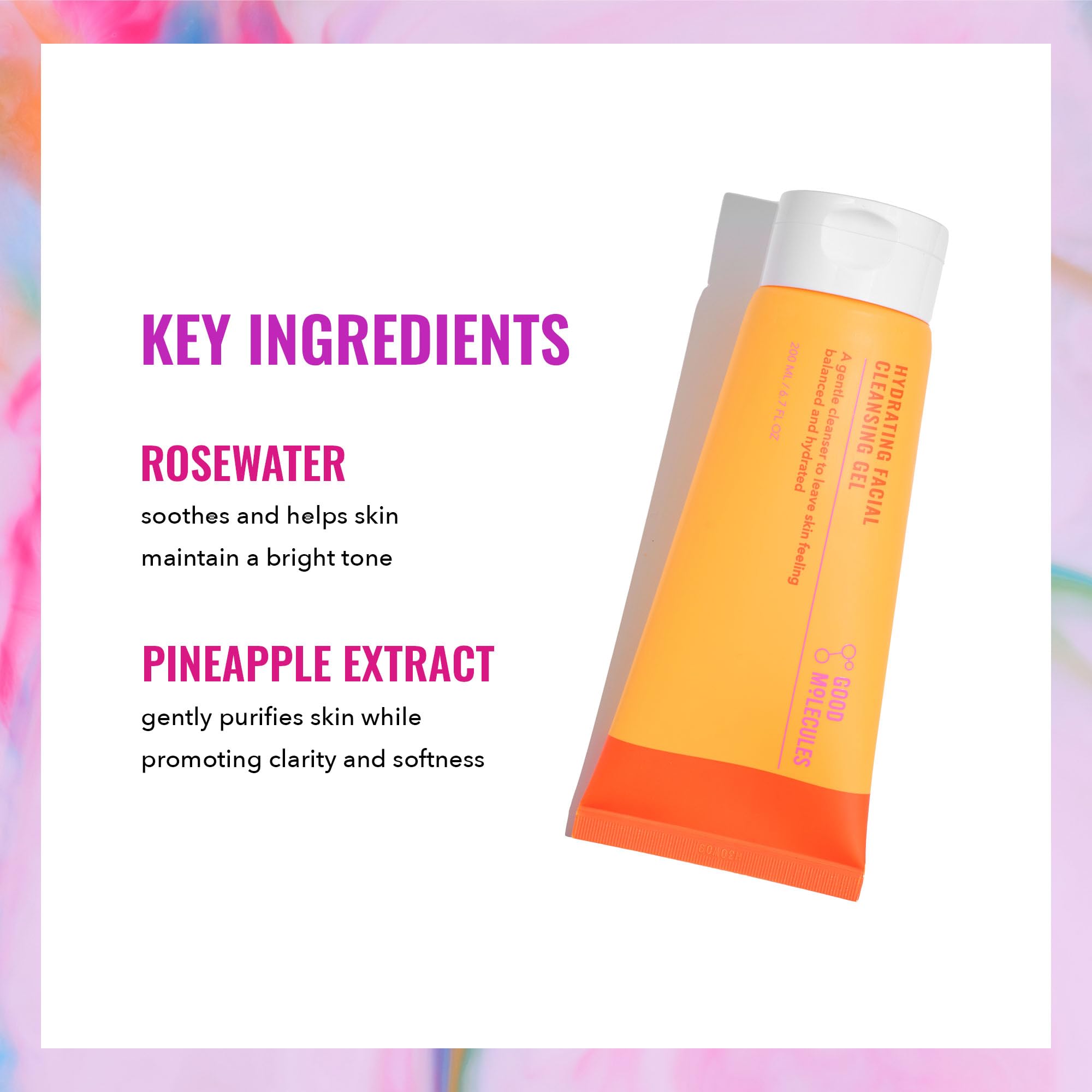 Good Molecules Hydrating Facial Cleansing Gel - Face Wash with Rosewater and Pineapple Extracts to Brighten, Cleanse, and Moisturize - Facial Cleanser, Skin Care thumbnail 3