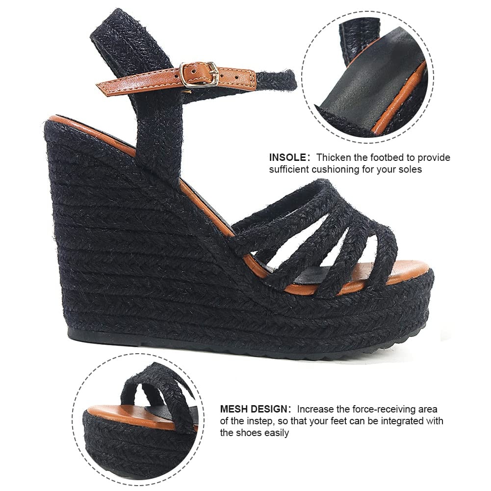 mikarka Sandals for Women, Platform Ankle Strap Womens Sandals Open Toe Espadrille Wedge Sandals for Women Concise Casual Summer Womens Shoes - Image 3