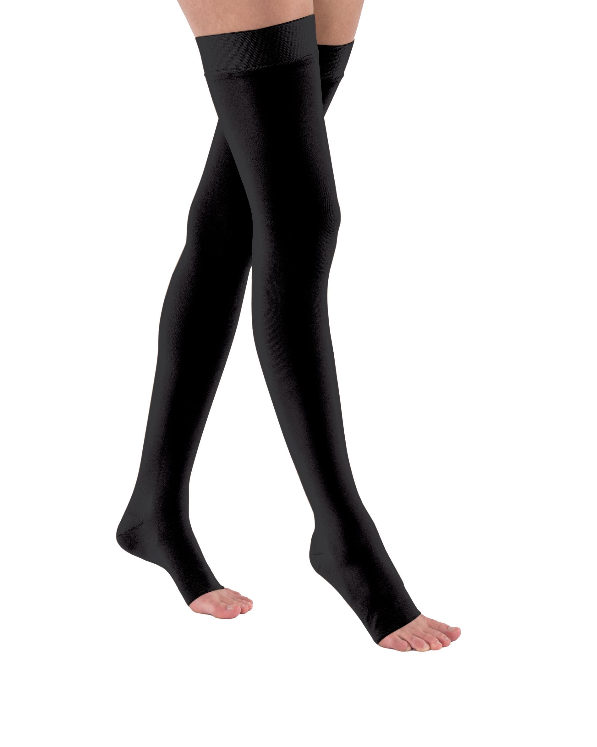 JOBST Relief Thigh High Graduated Compression Stockings 20-30mmHg - Comfortable Unisex Design with Silicone Dot Band - Open Toe: Large