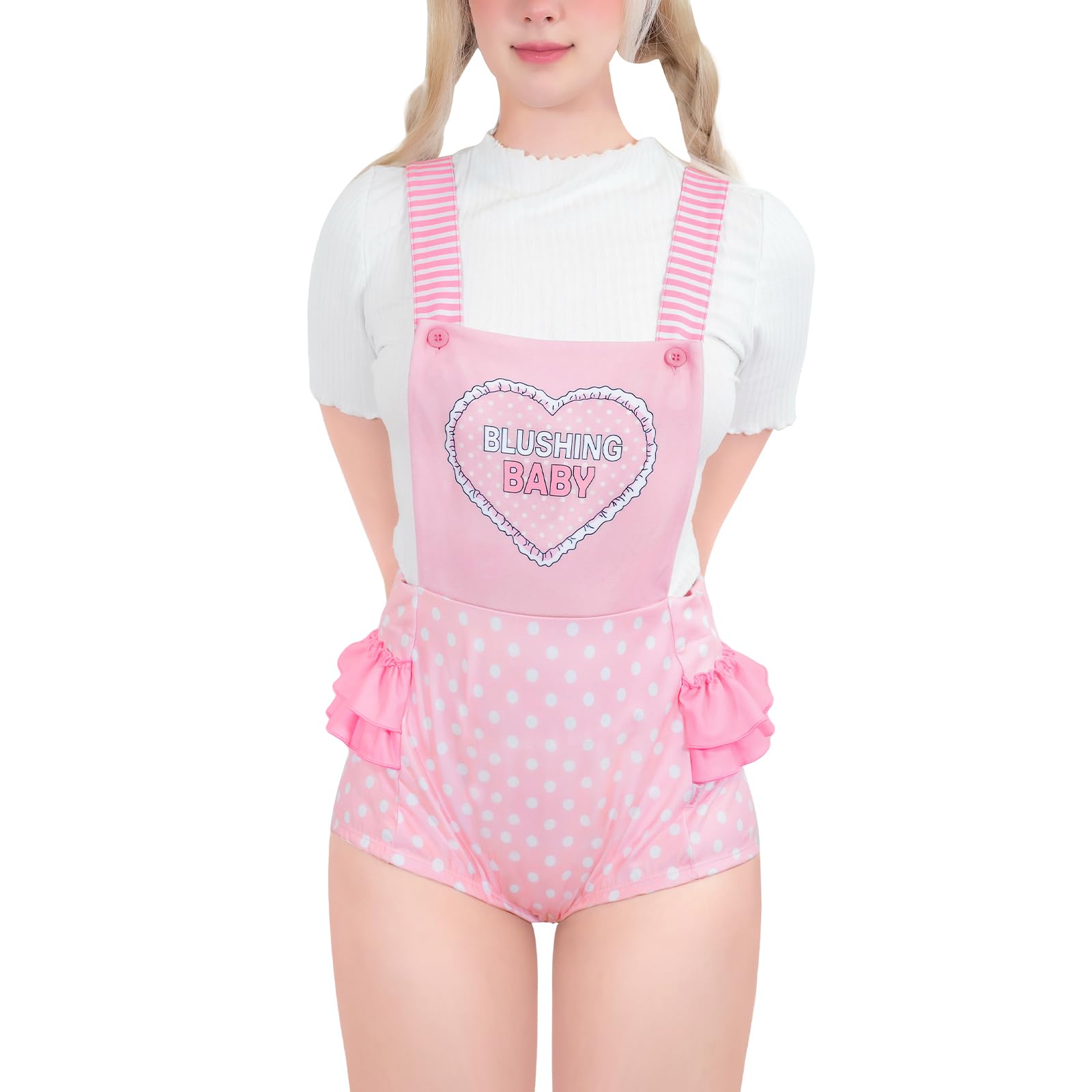 Littleforbig Short Overalls Shortalls - Blushing Baby Ruffle Butt Shortalls: Small Pink