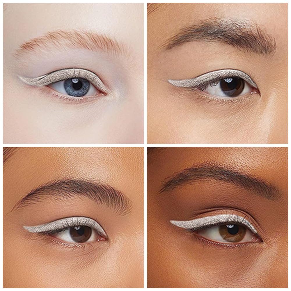 Kaely 2Pcs Gel Eyeliner Pencil, Natural Black Eyeliner Cream for Waterline, Liquid Eye Liner Waterproof Smudge Proof, Black Smoky Eyeshadow Palette Halloween Makeup, delineador de ojos contra el agua: 1 Count (Pack of 1) A-01 Silver