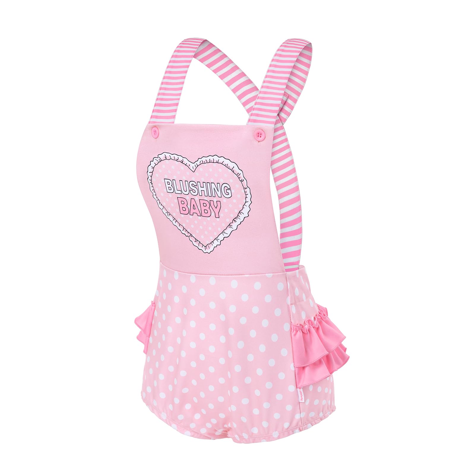 Littleforbig Short Overalls Shortalls - Blushing Baby Ruffle Butt Shortalls: Small Pink