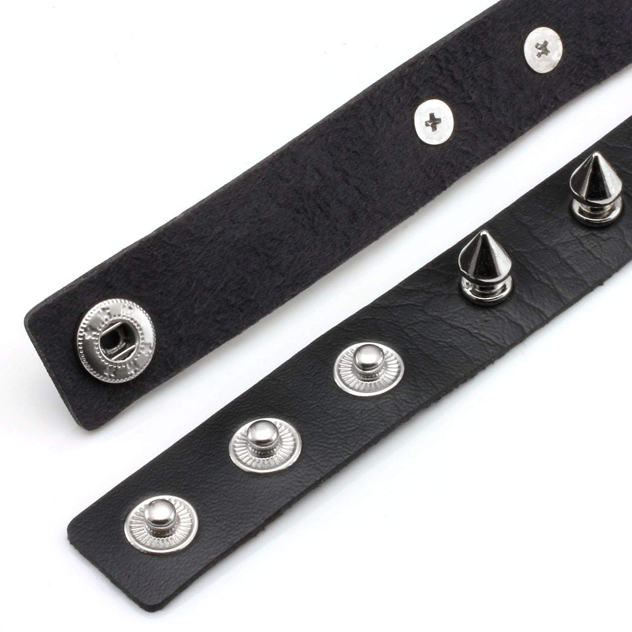 Manfnee Cool Punk Gothic Collar for Women and Men Black PU Leather Vingate Necklace Adjustable: E:2pcs