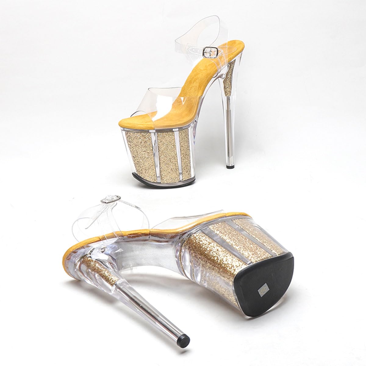 WUXIN H&P Women's Clear Platform Exotic Pole Dance Ankle-Strap Sandal 8 Inch Fashion Model Round Toe Sexy Stiletto Custom Dress shoes High Heel