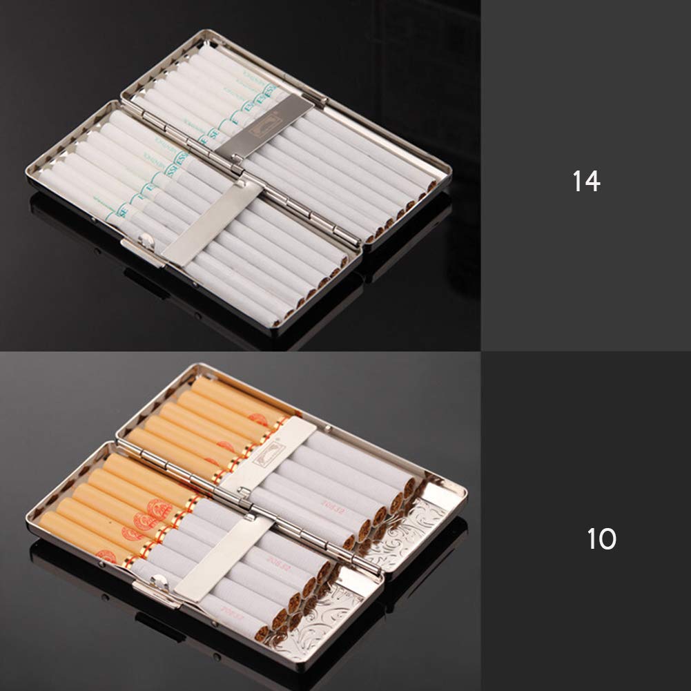 EEKUY Ultra-Thin Portable Cigarette Case - Holds 14 Cigarettes, Gold