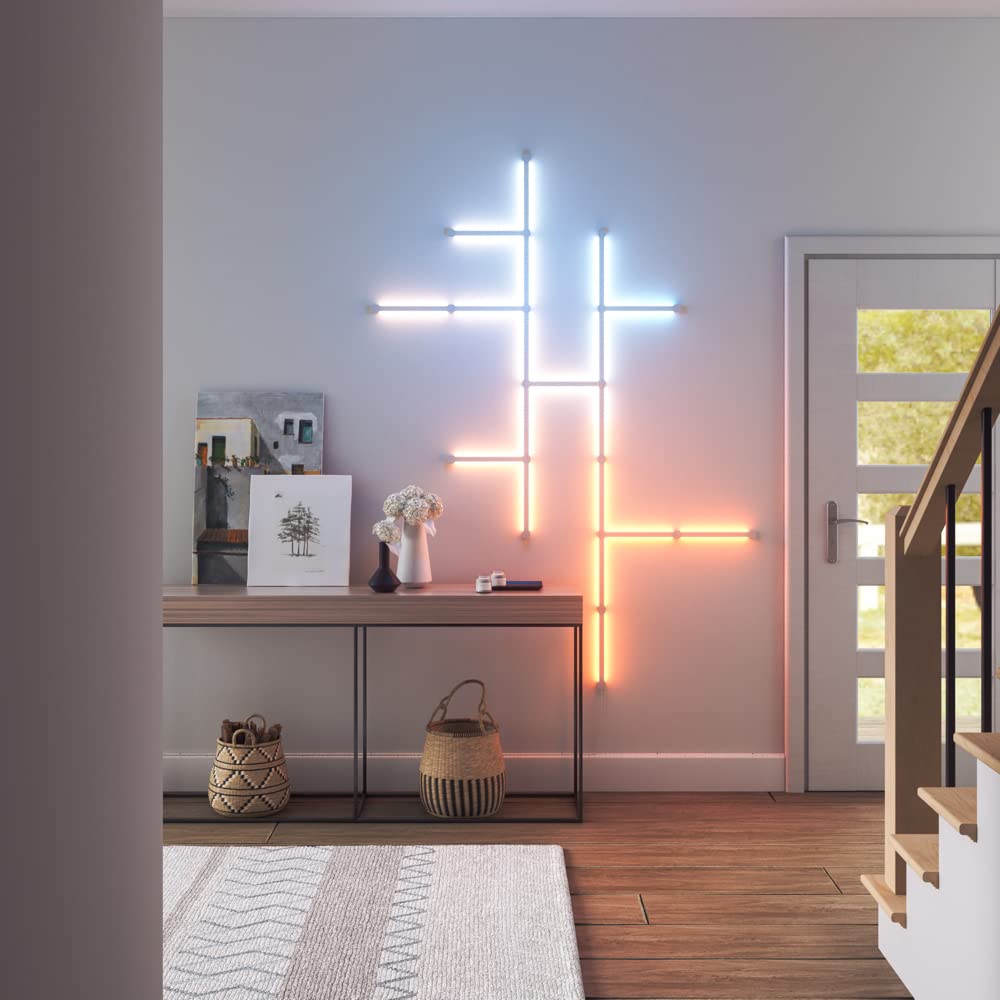Nanoleaf Lines WiFi Smart RGBW 16M+ Color LED Dimmable Gaming and Home Decor Wall Lights Expansion Pack (3 LED Light Lines) (): 90 Degree Expansion (3 Pack)