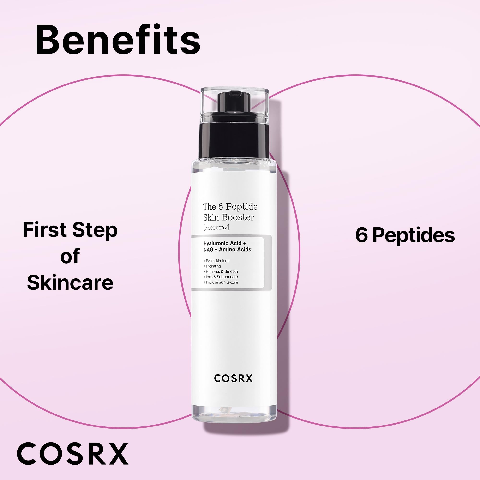 COSRX 6X Peptide Collagen Booster Toner Serum, Niacinamide & Hyaluronic Acid Facial Essence for All Skin Types, Korean Skin Care, Paraben Free, 150mL/5.07 Fl.Oz: COSRX 6X Peptide Collagen Booster Toner Serum, Niacinamide & Hyaluronic Acid Facial Essence for All Skin Types, Korean Skin Care, Paraben Free, 150mL/5.07 Fl.Oz