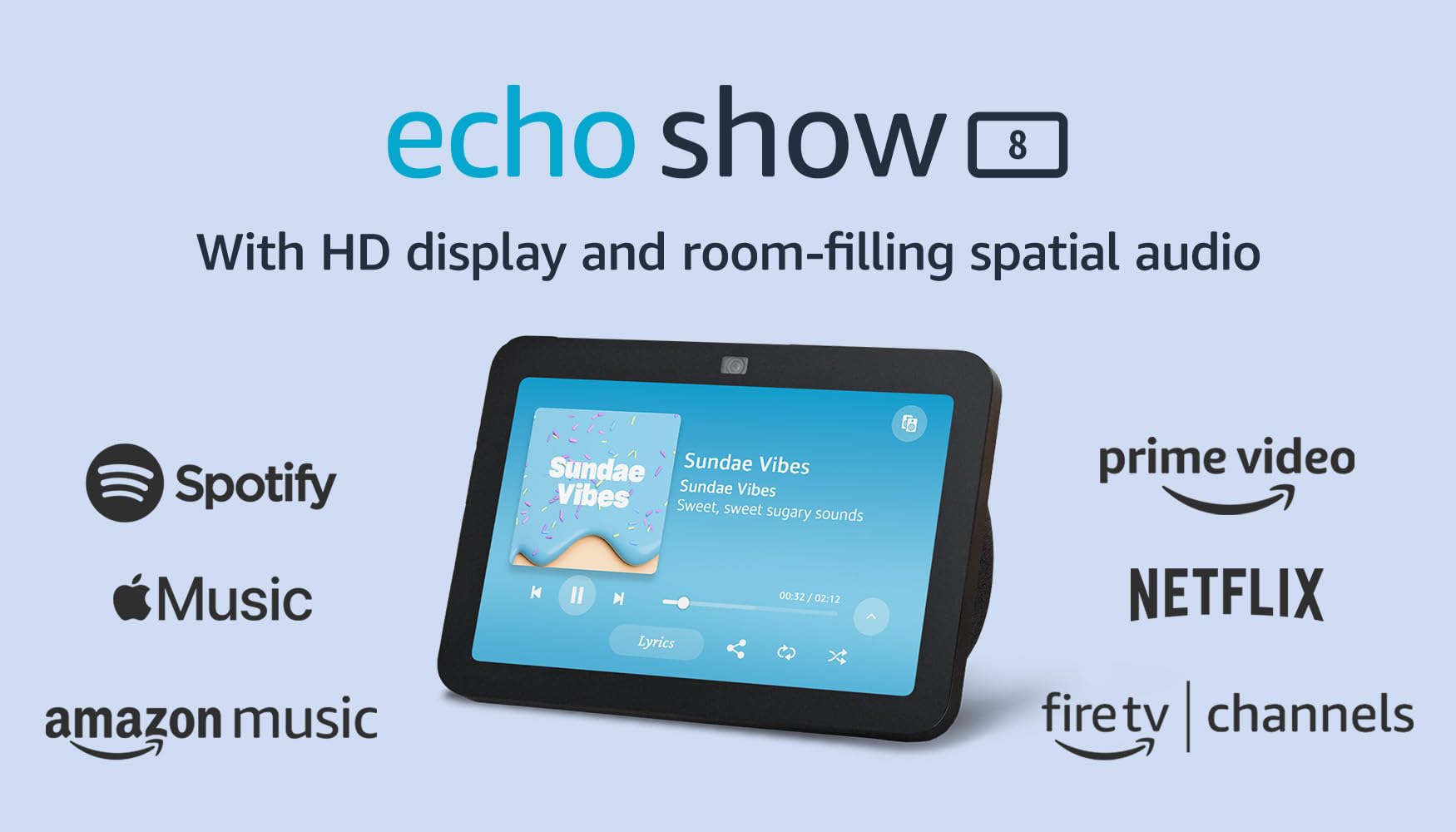 Amazon Echo Show 8 (newest model), With Spatial Audio, Smart Home Hub, and Alexa, Charcoal: Charcoal Device only