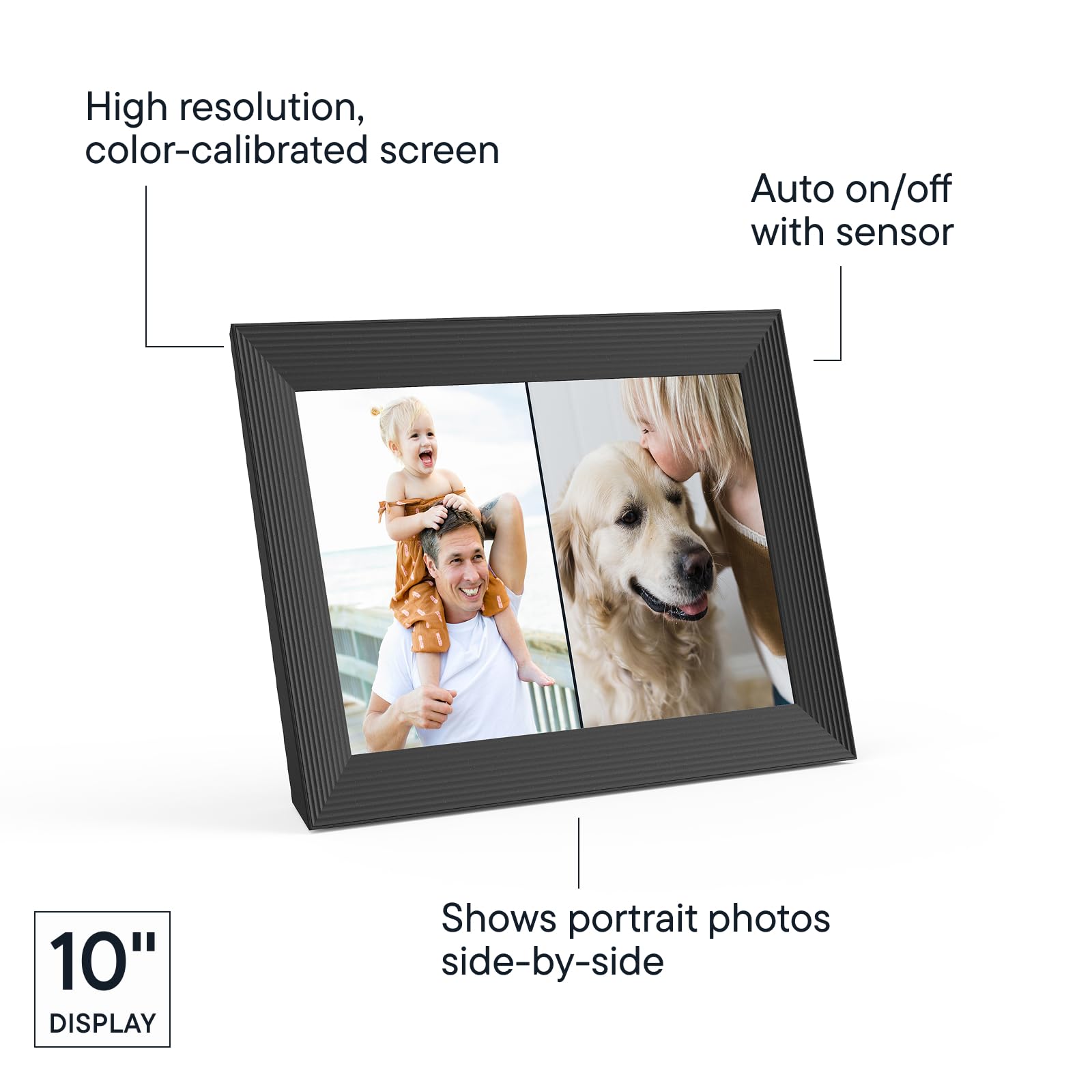 Aura Digital Picture Frame - 10.1" HD Mat Display | Wirecutter's Best Digital Frame for Gifting - Send Photos Directly from Your Phone from Anywhere | Quick & Easy Setup Over WiFi - Free App | Black: 10" - Black