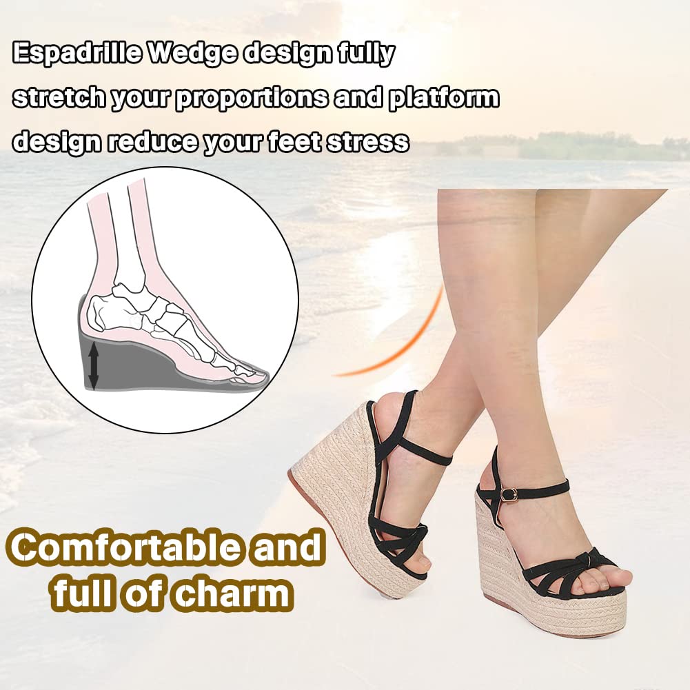 mikarka Sandals for Women, Platform Ankle Strap Womens Sandals Open Toe Espadrille Wedge Sandals for Women Concise Casual Summer Womens Shoes - Image 5