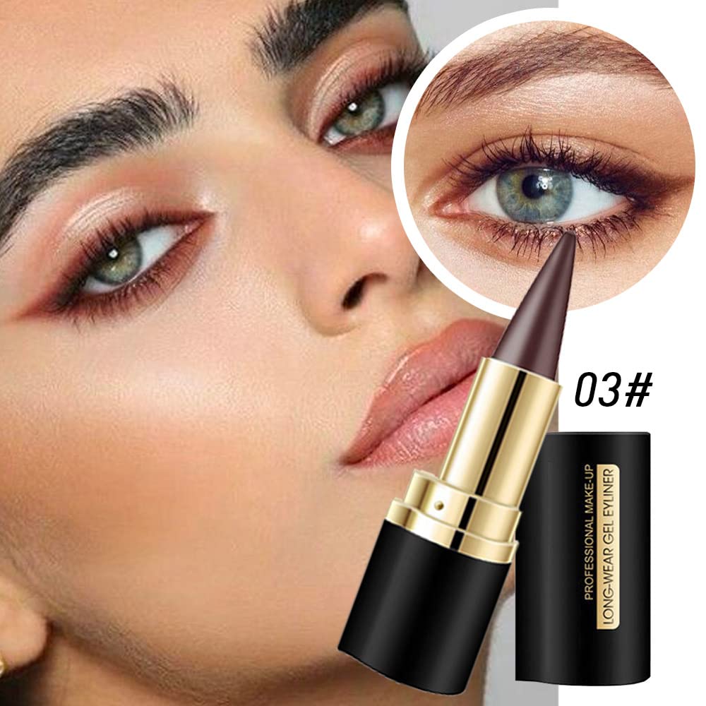 Kaely 2Pcs Gel Eyeliner Pencil, Natural Black Eyeliner Cream for Older Women, Liquid Eye Liner Waterproof Smudge Proof, Smoky Eyeshadow Palette Halloween Makeup, delineador de ojos contra el agua: 2 Count (Pack of 1) A-2Pcs-Black&amp;Brown