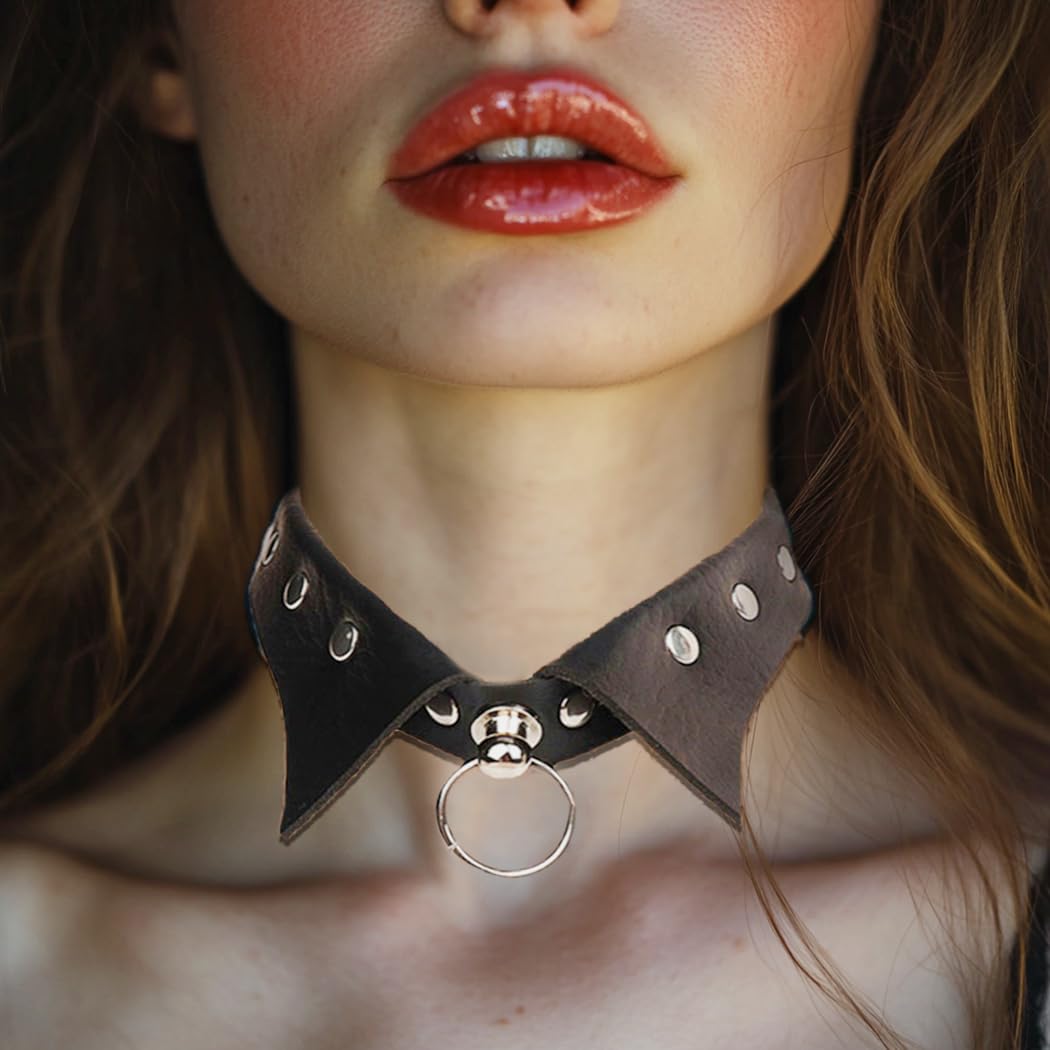 Urieo Gothic Leather Choker Necklace  Punk Nightclub Jewerly Accessories for Women: Black