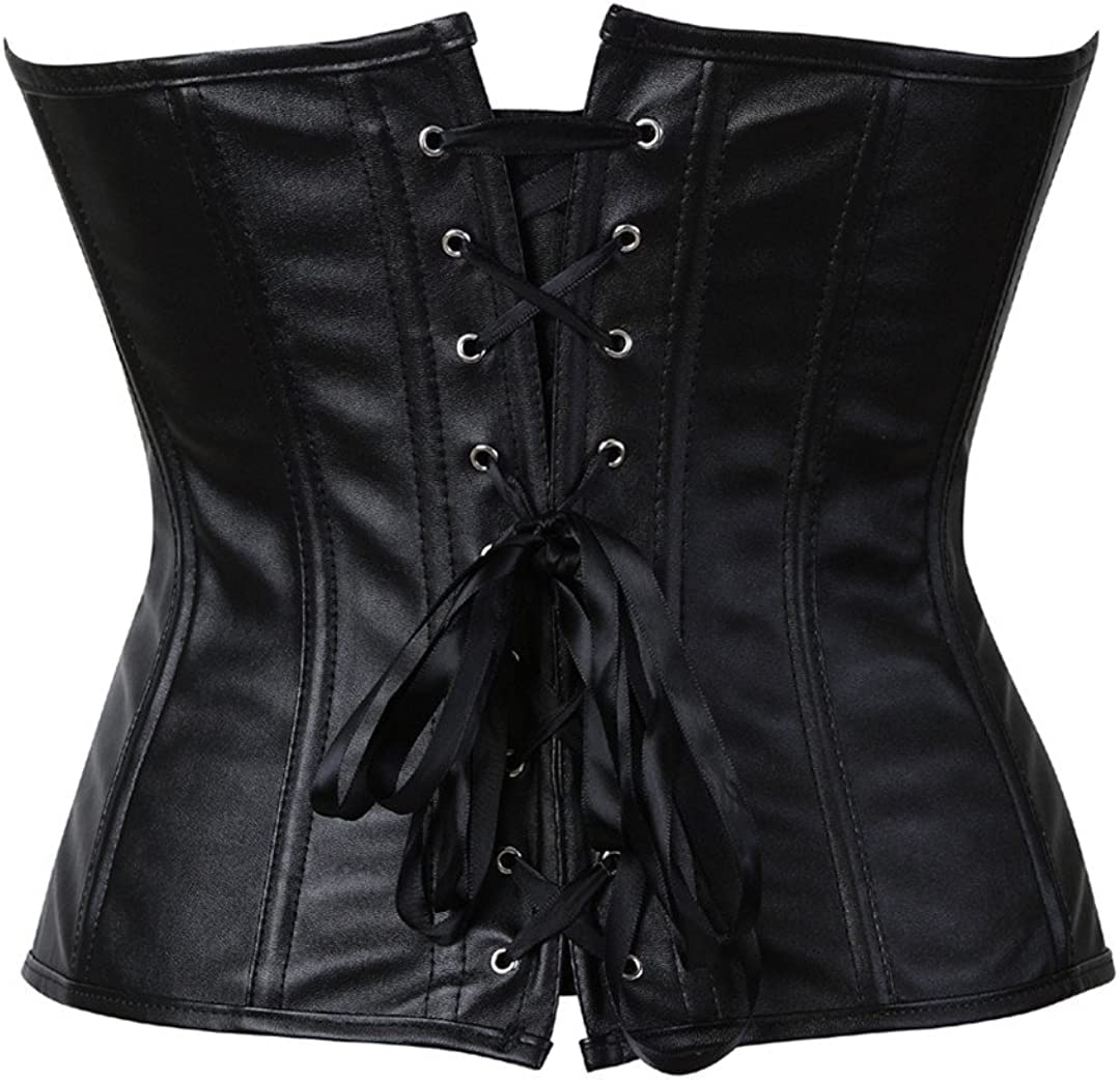 Corsets for Women Faux Leather Corset Top Steampunk Corsets Zipper Bustier Pirate Costume: Corsets for Women Faux Leather Corset Top Steampunk Corsets Zipper Bustier Pirate Costume