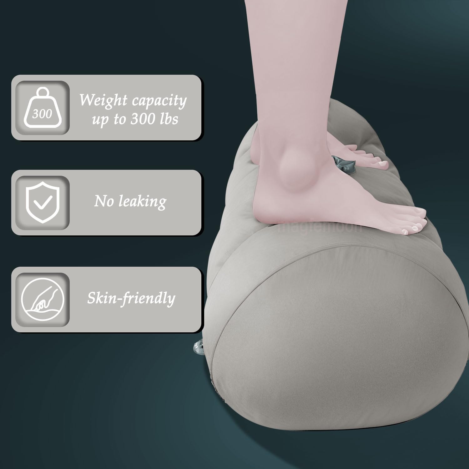 Sex Pillow Couples Sex Toys, Heart Shaped Inflatable Cushion Furniture for Bedroom Dildo Mount, Upsize Wedge with Bondage Cuffs, Cross Strap, Nipple Clamps BDSM Kit