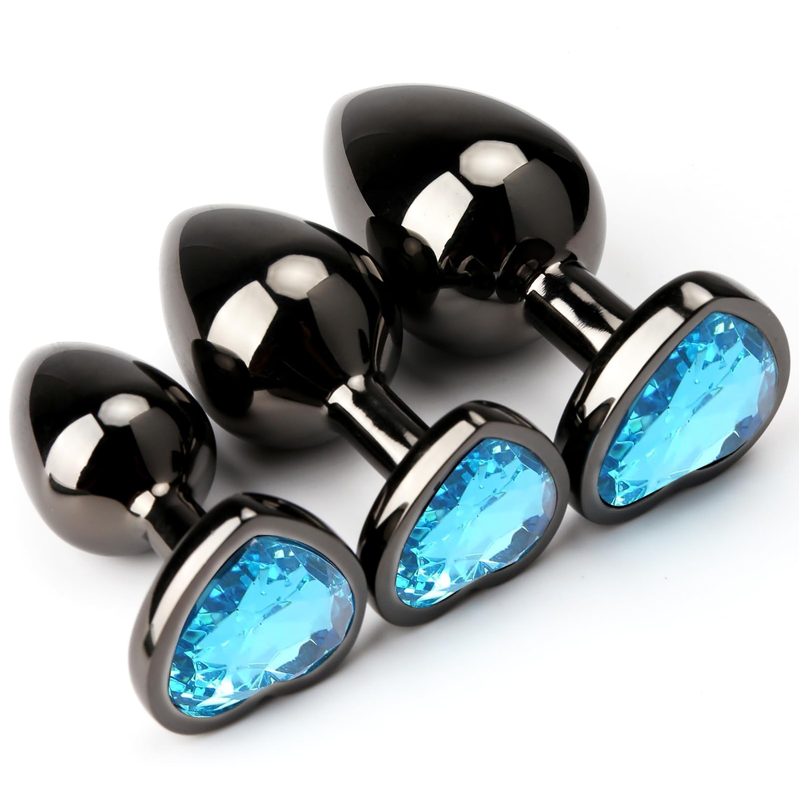 HISIONLEE Anal Plug 3PCS Sex Toys Anal Training Set Metal Butt Plug Adult Trainer Kit Toy with Crystal Diamond S&M Adult Gay Anal Plugs Toy for Beginners Couples Women Men Unisex(): Blue