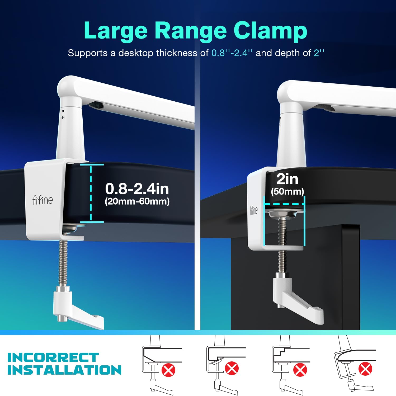 FIFINE Microphone Boom Arm, Low Profile Adjustable Stick Microphone Arm Stand with Desk Mount Clamp, Screw Adapter, Cable Management, for Podcast Streaming Gaming Studio-BM88 thumbnail 6