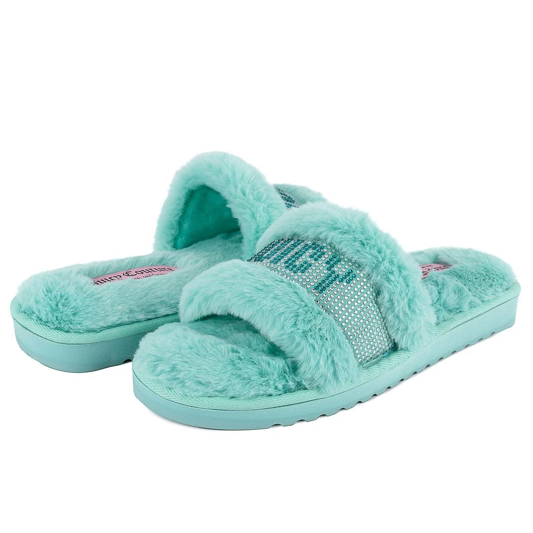 Juicy Couture Women's Slide Slipper Sandals With Faux Fur: Juicy Couture Women's Slide Slipper Sandals With Faux Fur