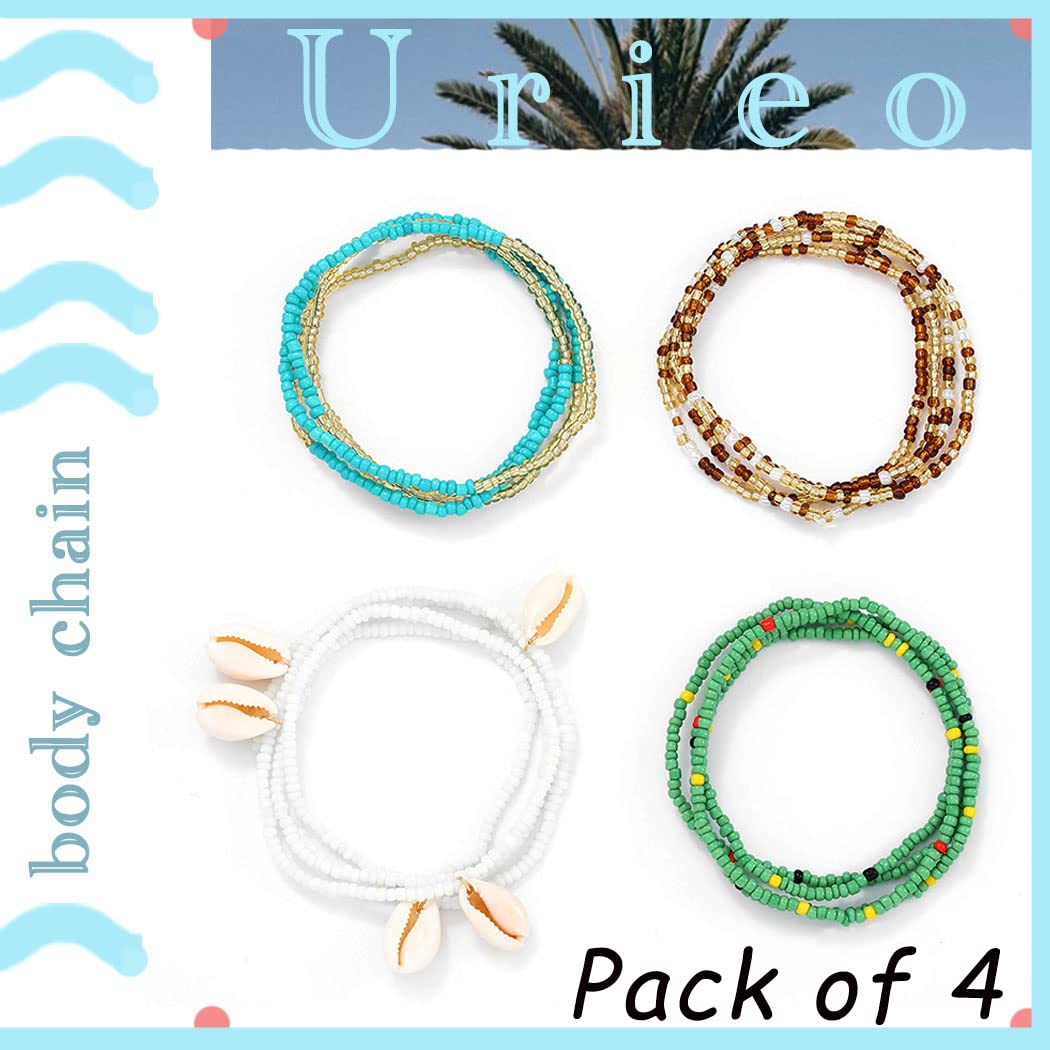 Urieo African Shell Elastic Waist Beads Chain Colorful Stretchy Belly Bead Layered Beaded Bikini Beach Waist Chains for Women: Urieo African Shell Elastic Waist Beads Chain Colorful Stretchy Belly Bead Layered Beaded Bikini Beach Waist Chains for Women