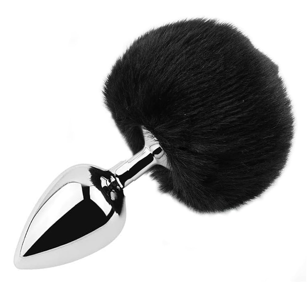 Small Anal Plug, Rabbit Bunny Tail Anal Plug for Cosplay, Butt Plug Adult Sex Toys for Sexual Enjoyment (White-Small): Large Black