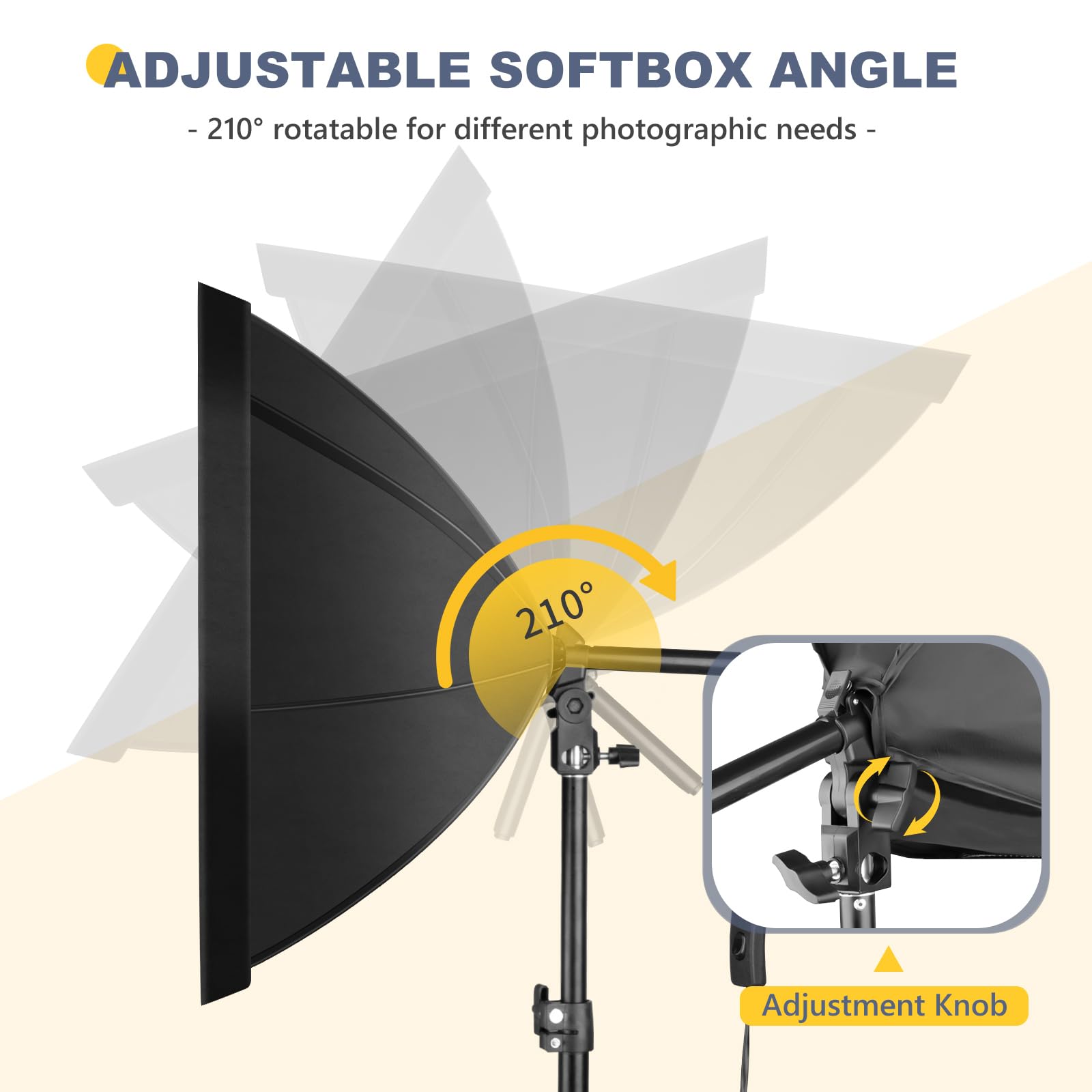 Torjim Softbox Photography Lighting Kit, 16'' x 16'' Professional Softbox Lighting Kit with 85W 3000-7500K LED Bulbs, Studio Lights for Photography/Video Recording/Live Streaming/Portraits Shooting: 20inch